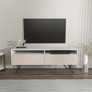 Móvel de TV – 140 cm x 53,2 cm x 35 cm – Branco e Bege – Aglomerado