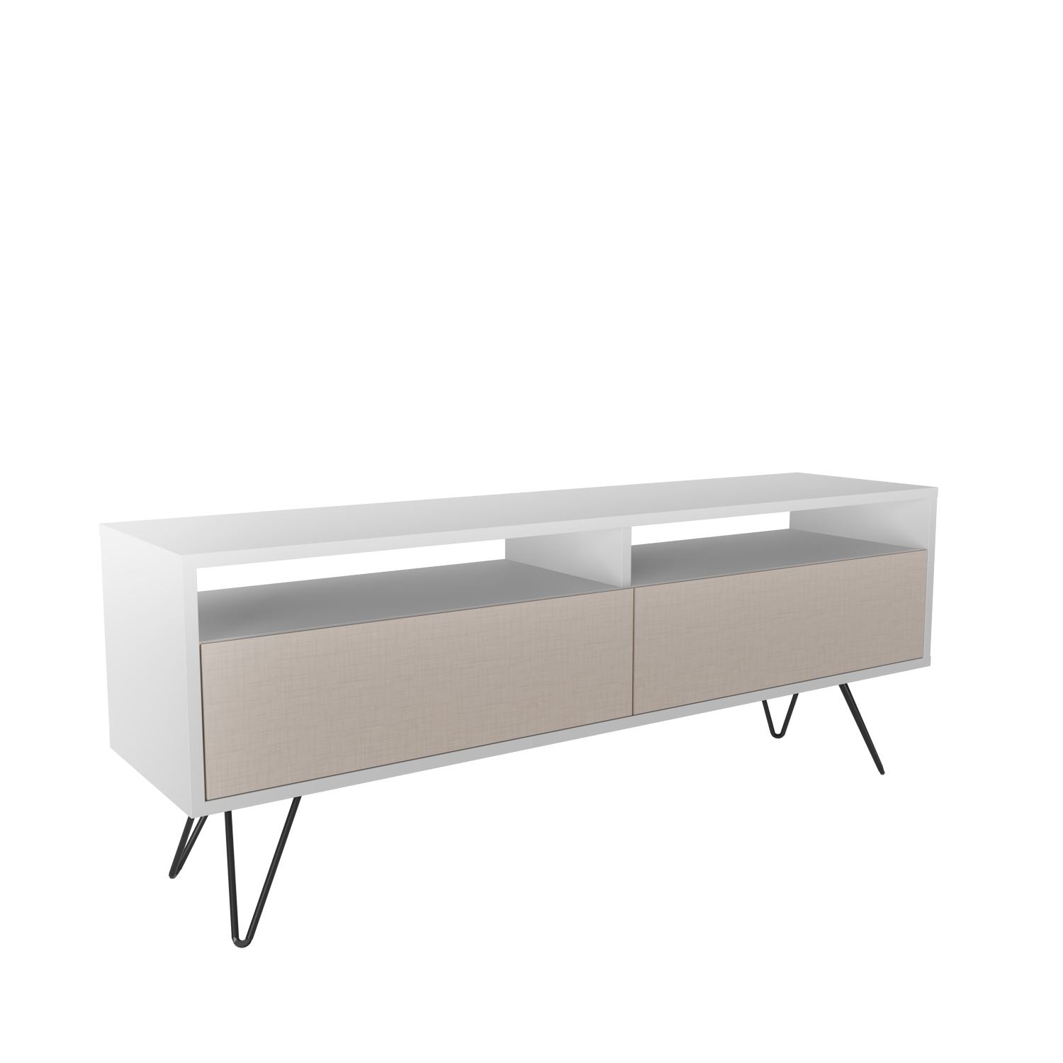 Móvel de TV – 140 cm x 53,2 cm x 35 cm – Branco e Bege – Aglomerado