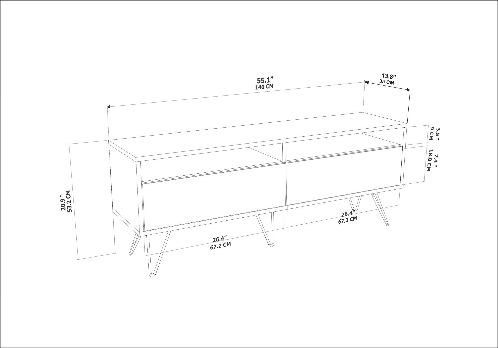 Móvel de TV – 140 cm x 53,2 cm x 35 cm – Branco e Bege – Aglomerado
