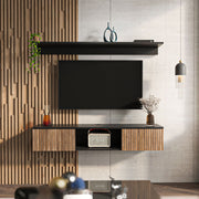 Móvel de TV – 140 cm x 25,6 cm x 32 cm – Madeira e Preto – MDF