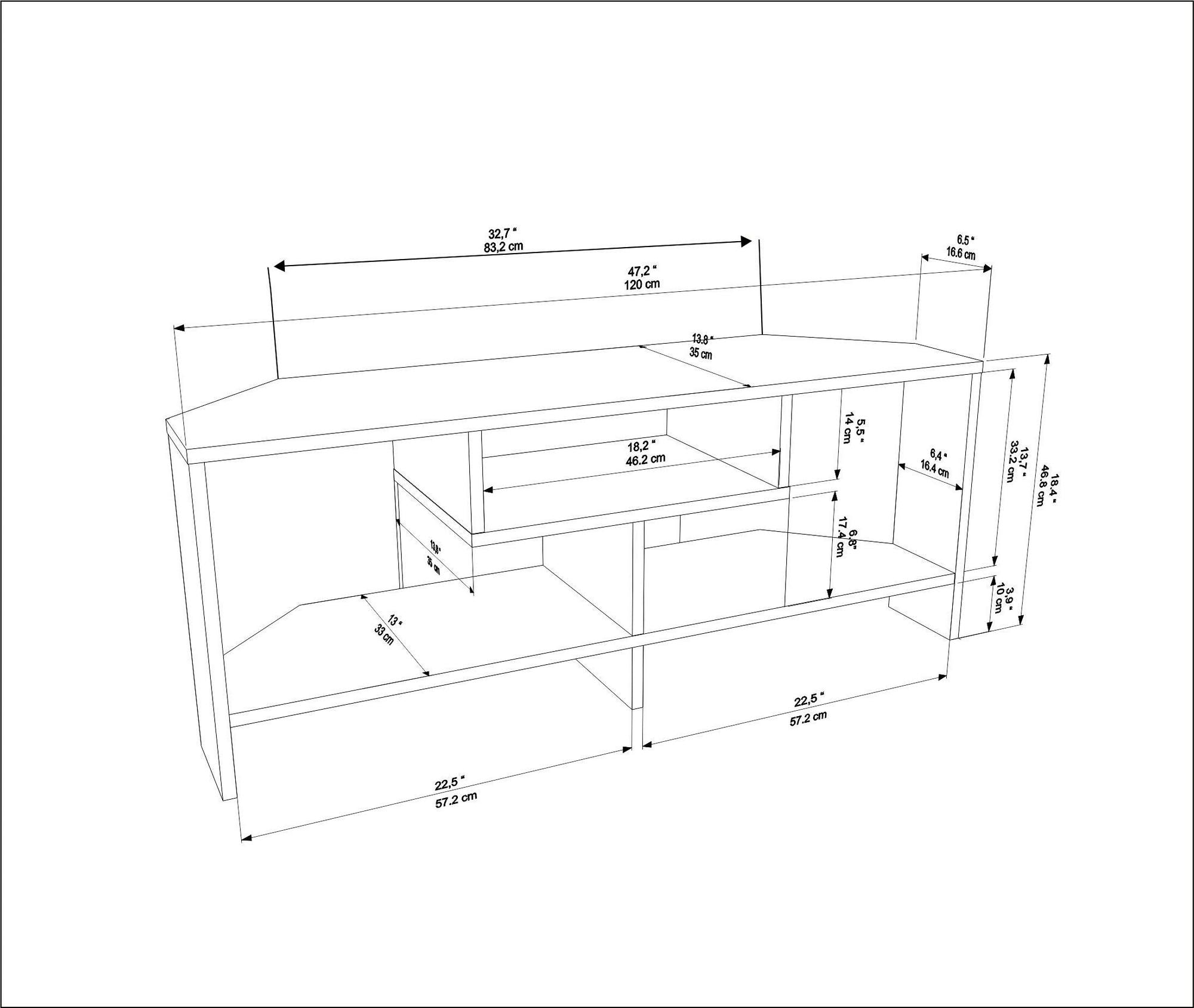 Móvel de TV – 120 cm x 46,8 cm x 35 cm – Branco – MDF