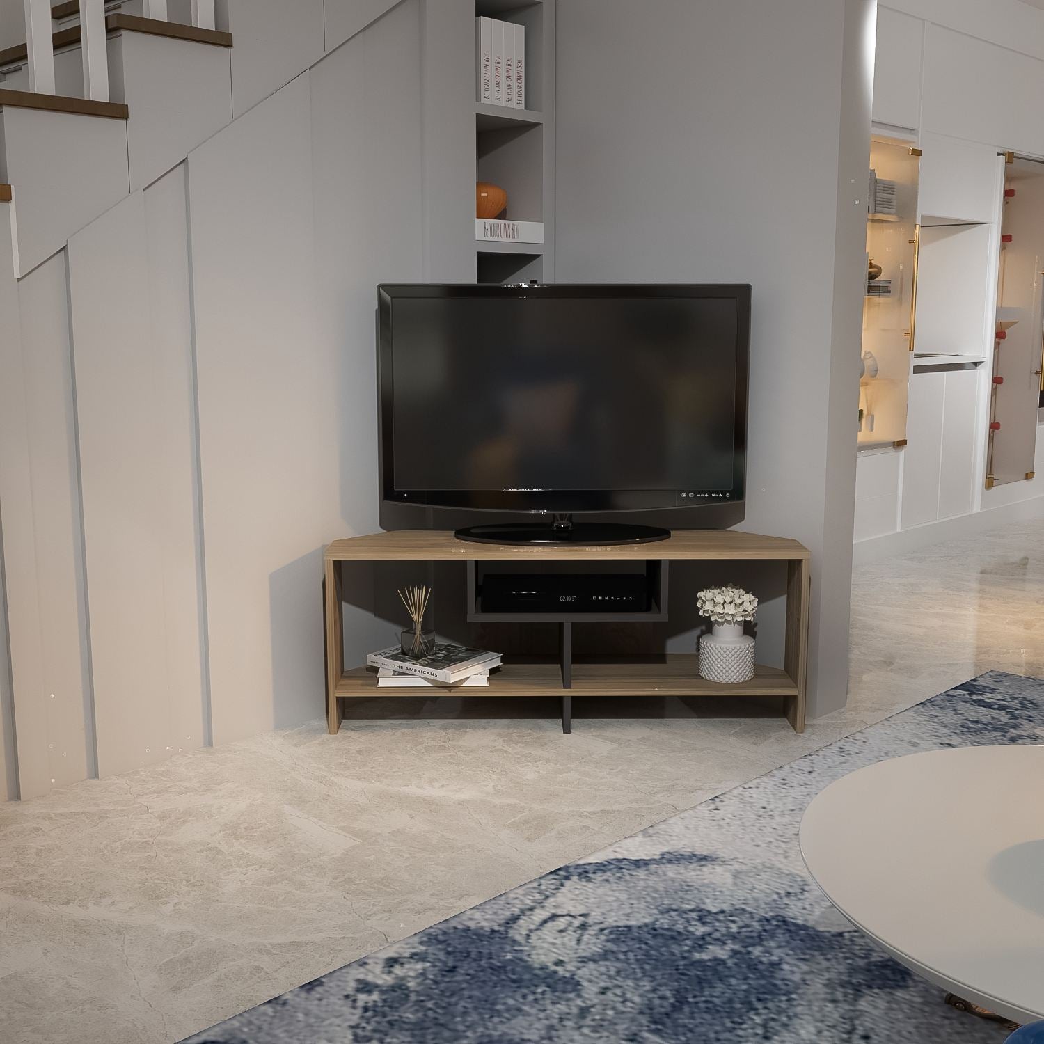 Móvel de TV – 120cm x 46,8cm x 35cm – Nogueira e Branco – MDF