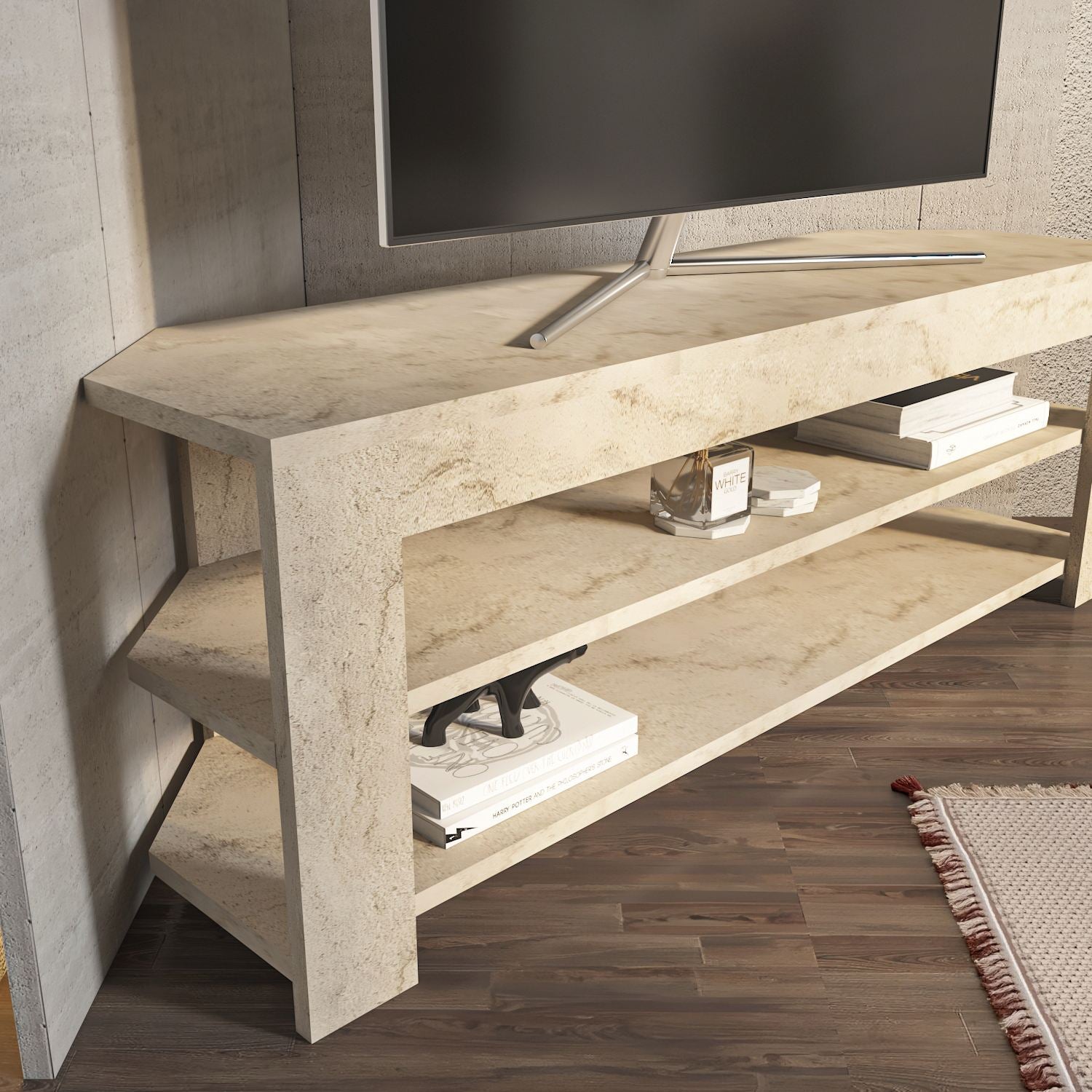 Móvel de TV – 120cm x 42cm x 35cm – Travertino – MDF