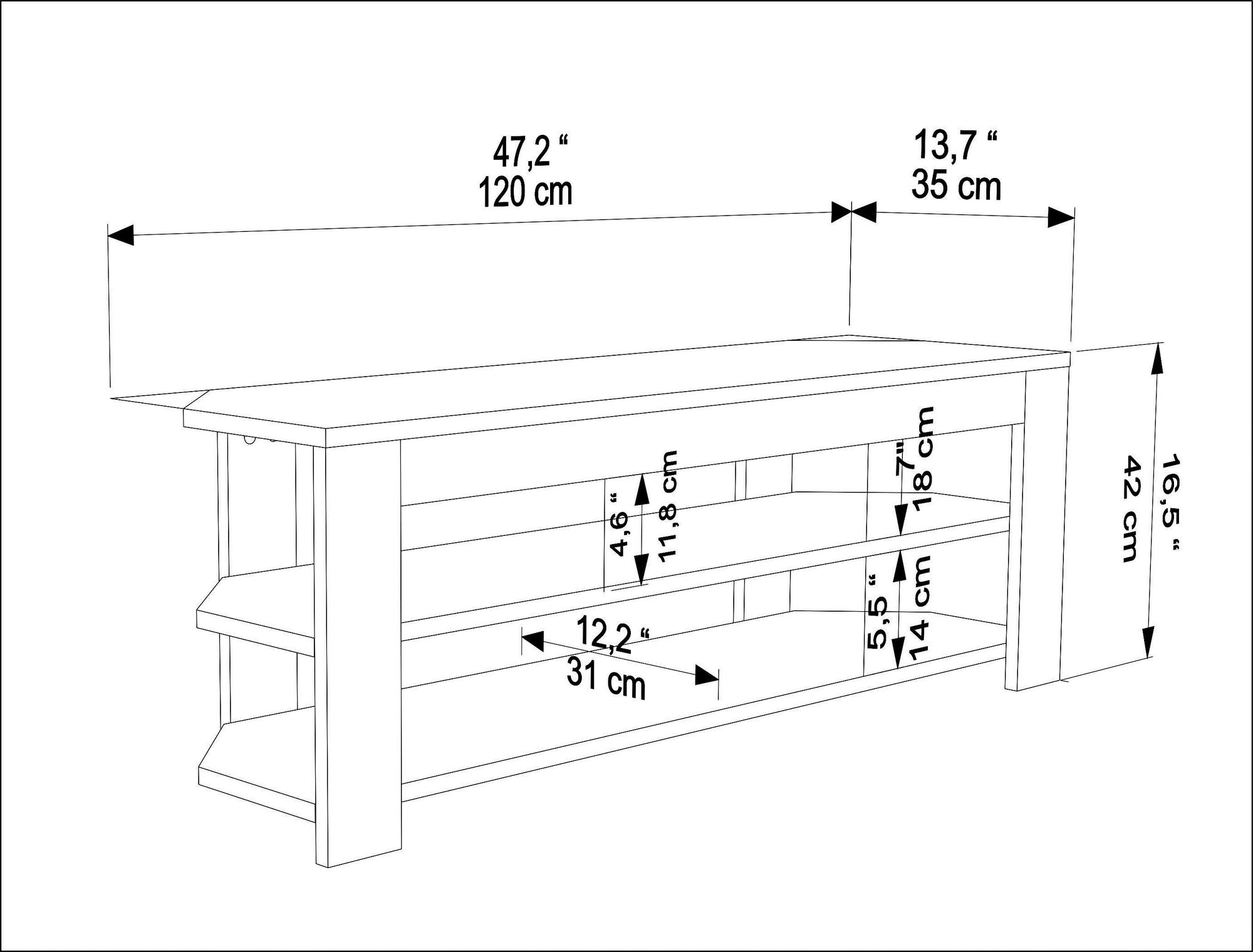 Móvel de TV – 120cm x 42cm x 35cm – Travertino – MDF