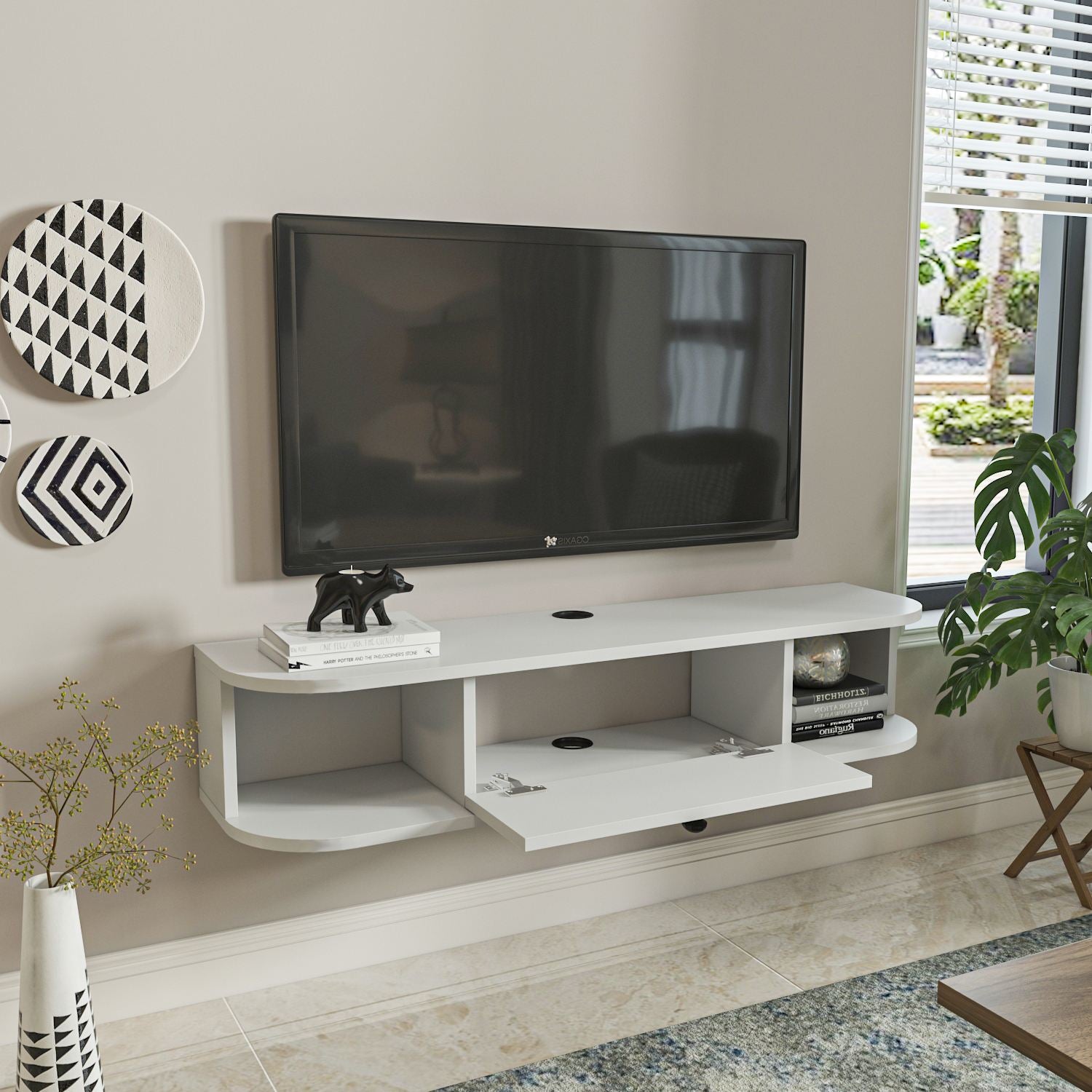 Móvel de TV – 120cm x 23.4cm x 29.6cm – Branco – MDF