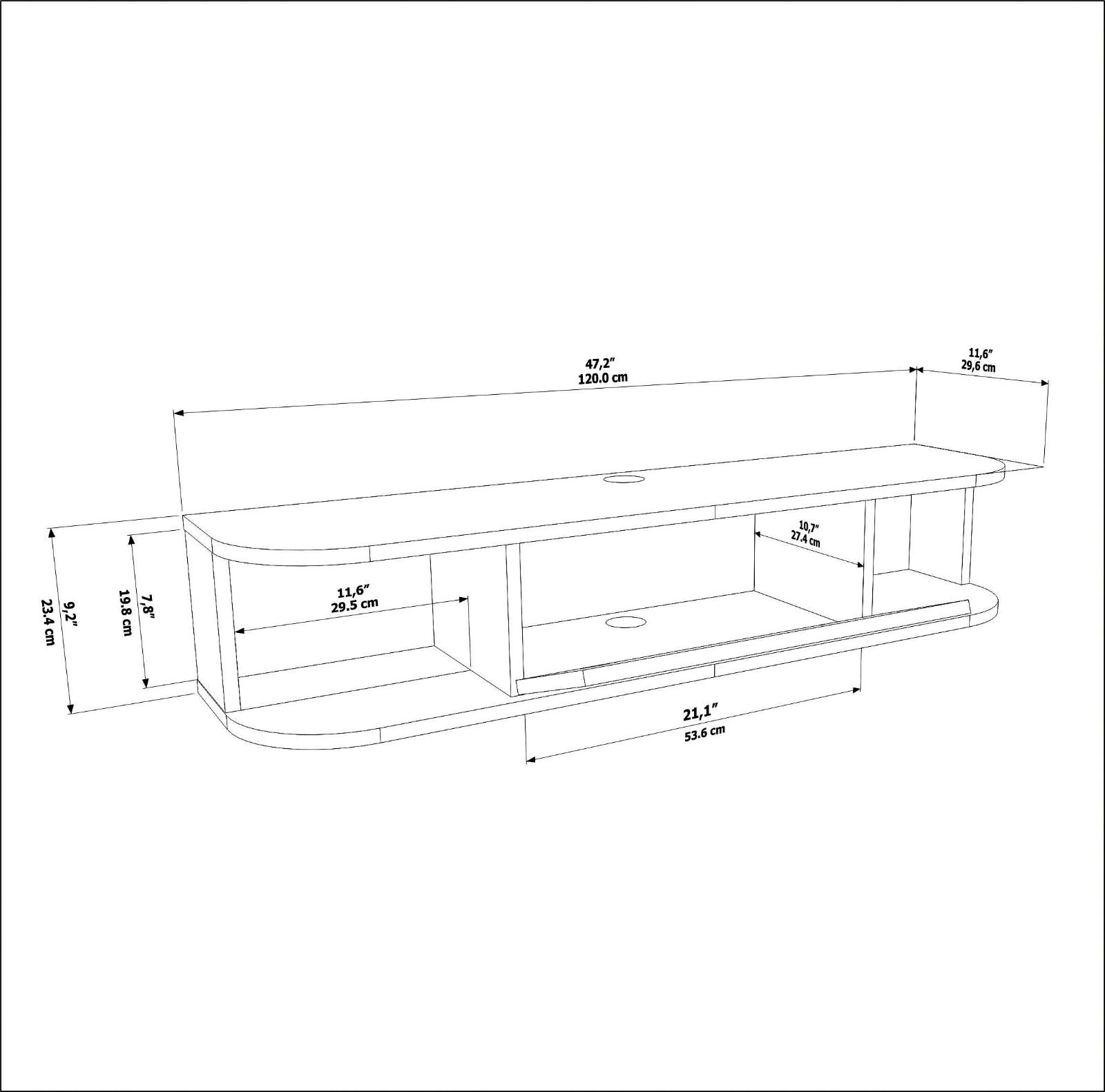 Móvel de TV – 120cm x 23.4cm x 29.6cm – Carvalho Oud – MDF