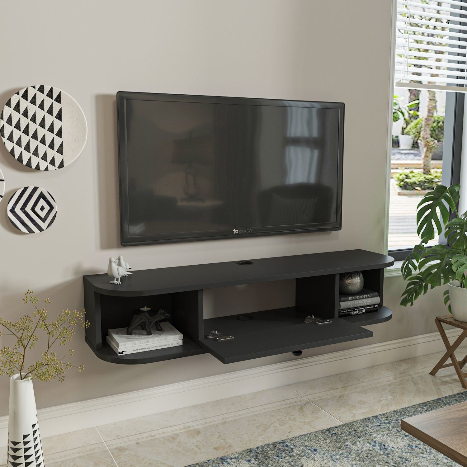 Móvel de TV – 120 cm x 23,4 cm – Antracite – Aglomerado
