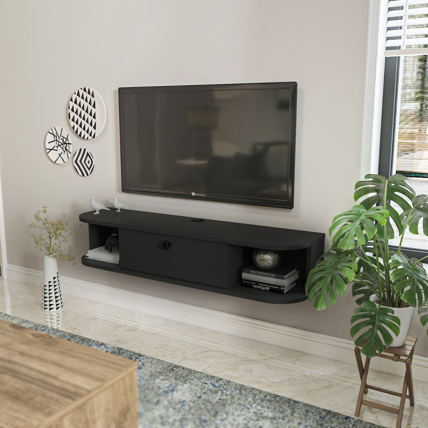 Móvel de TV – 120 cm x 23,4 cm – Antracite – Aglomerado