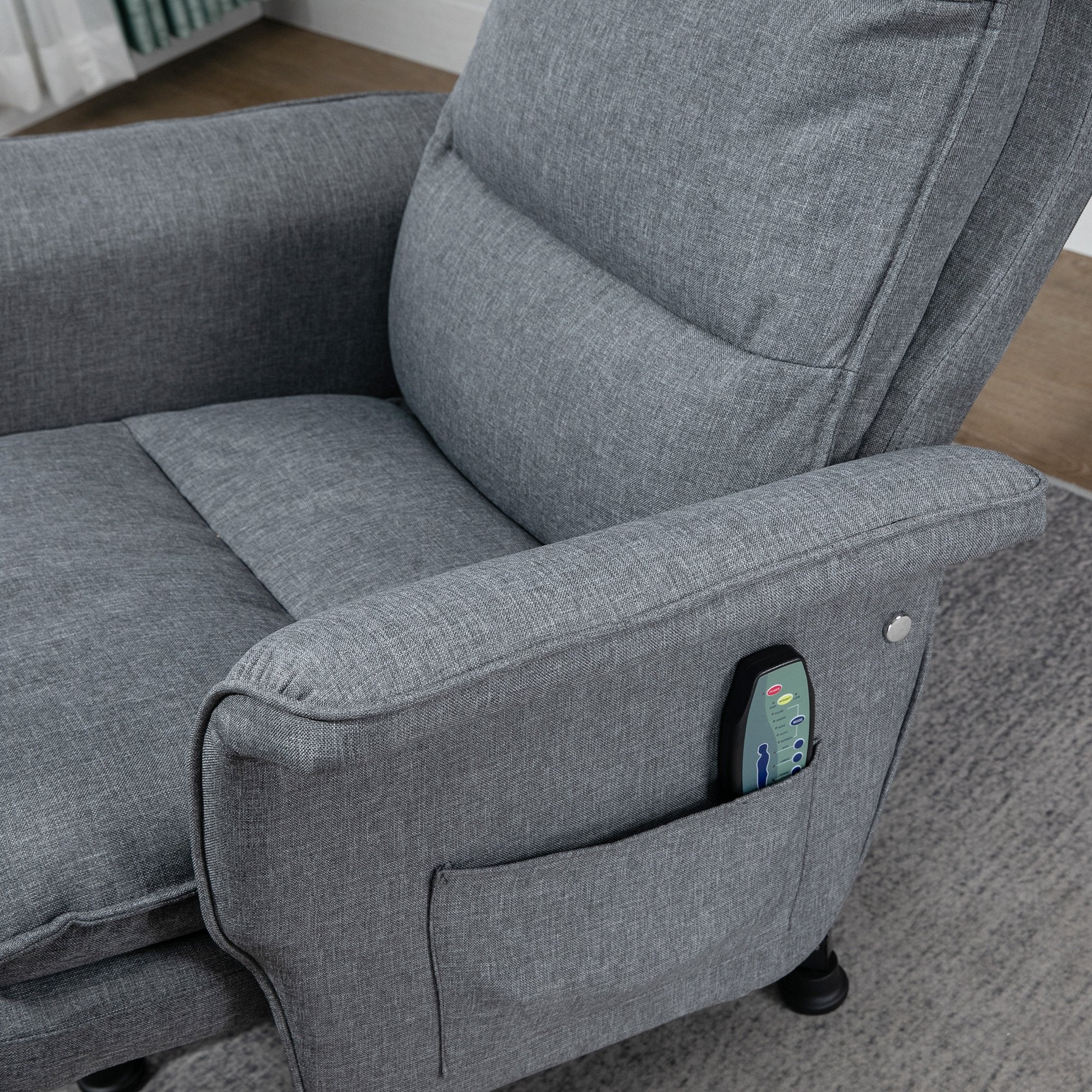 Poltrona Relax com Massagem – 78x81x99 cm – Cinza – Linho sintético