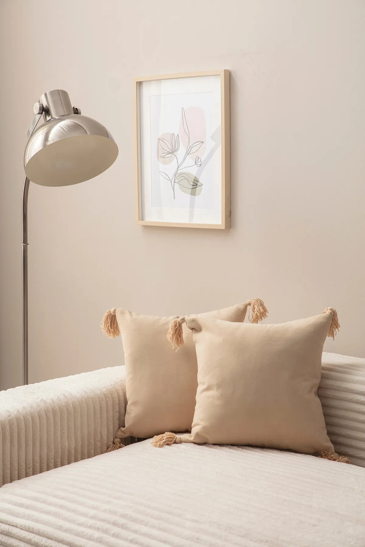 Conjunto de capa de almofada – 43 x 43 cm – Bege – Poliéster
