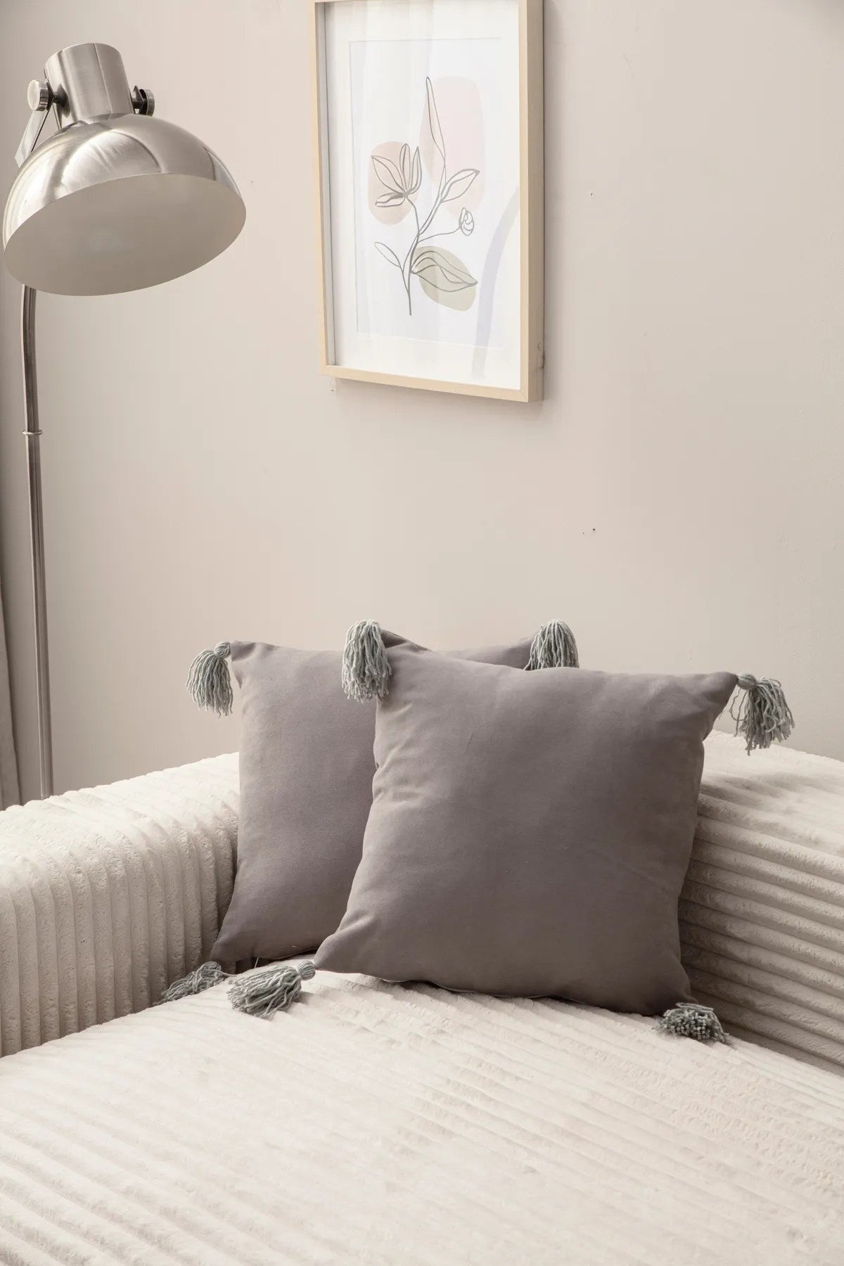Conjunto de capas de almofadas – 43 x 43 cm – Cinza – Poliéster