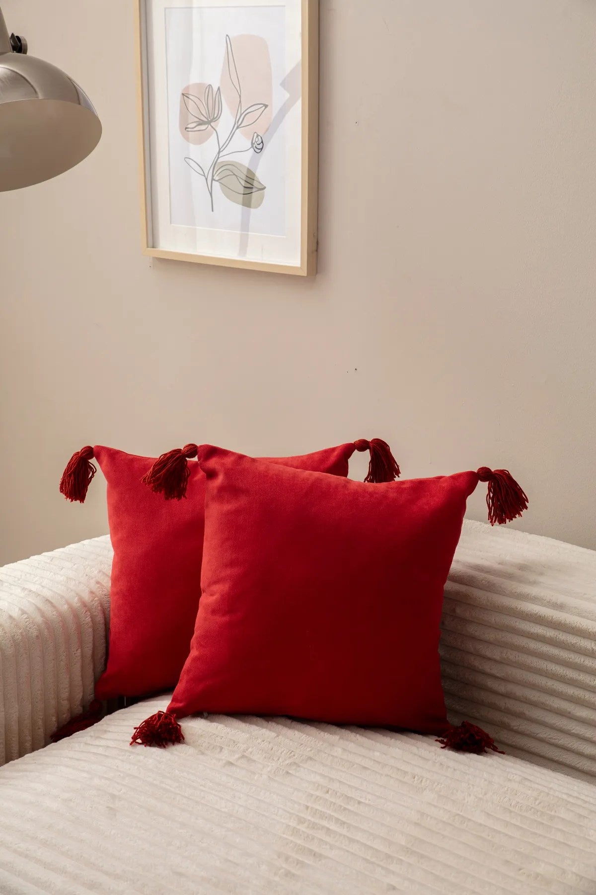 Conjunto de capa de almofada – 43 x 43 cm – Vermelho – Poliéster
