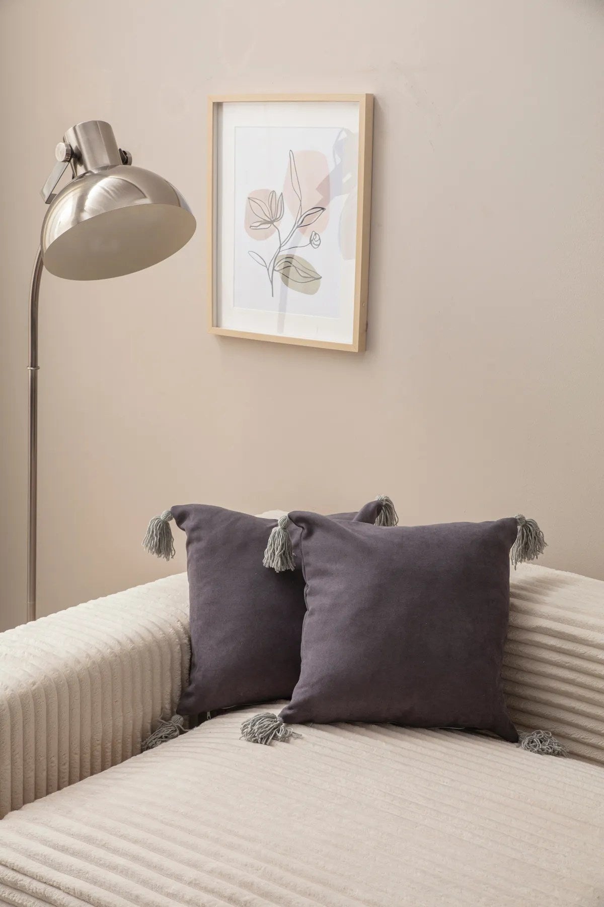 Conjunto de capas de almofada – 43 x 43 cm – Cinza escuro – Poliéster