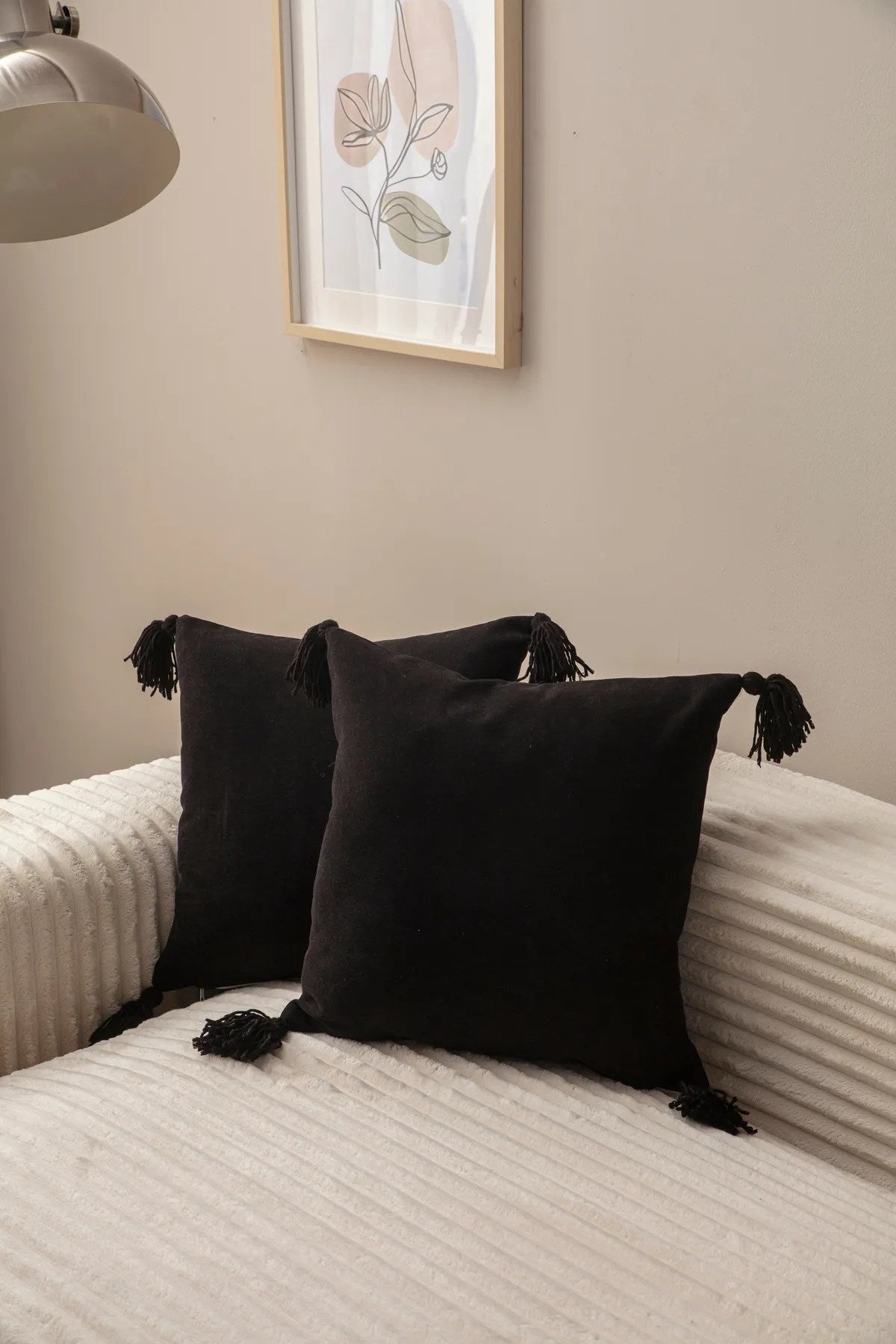 Conjunto de capas de almofada – 43 x 43 cm – Preto – Poliester