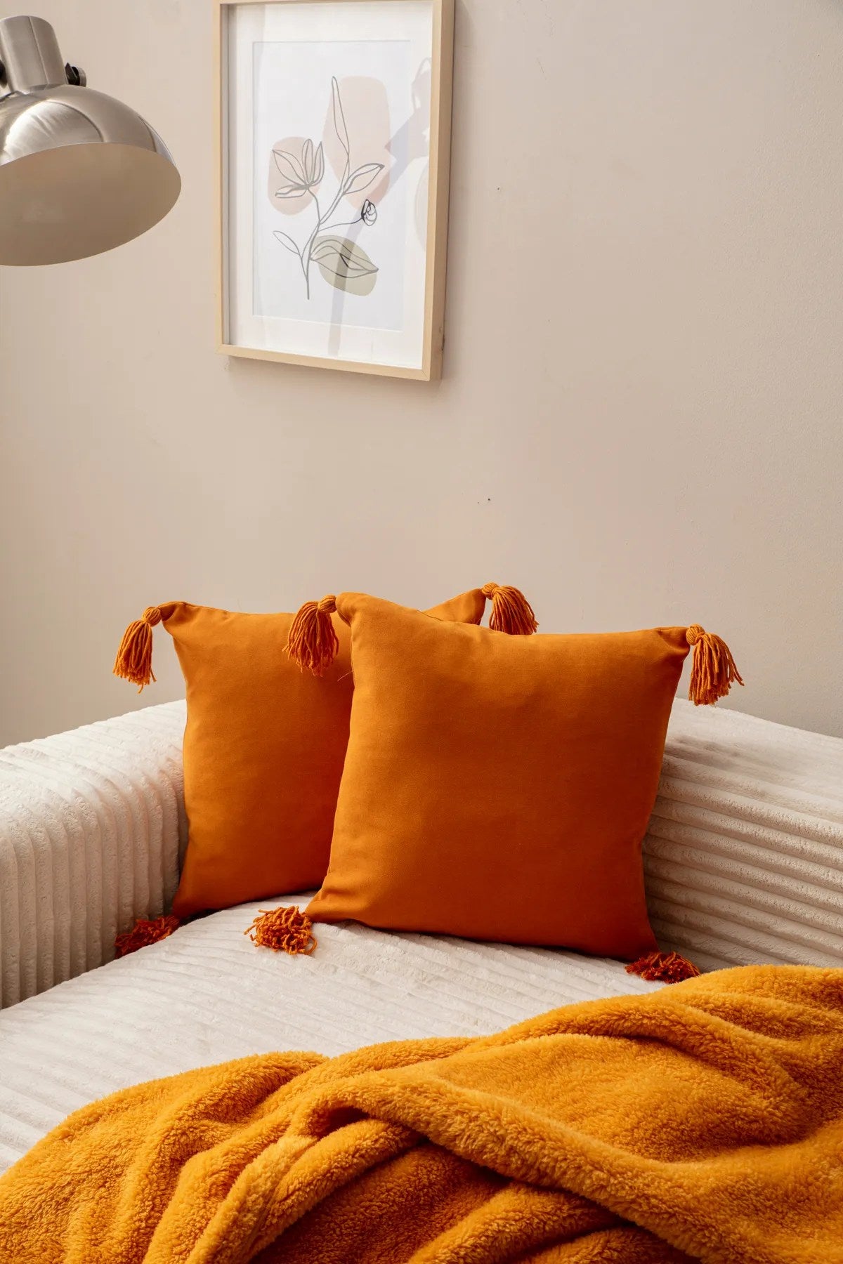 Conjunto de capas de almofada – 43 x 43 cm – Laranja – Poliéster
