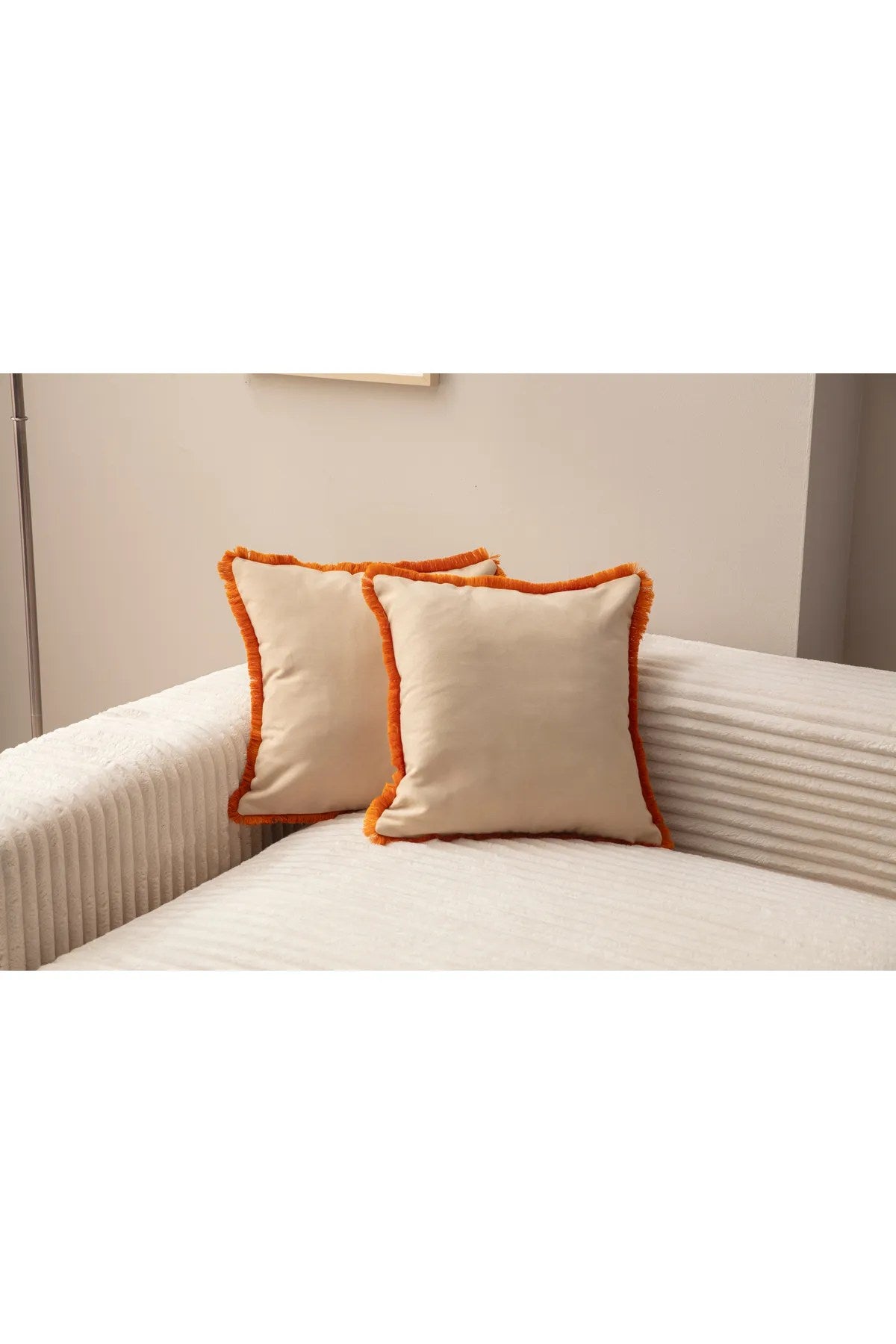Conjunto de capas de almofadas – 43 x 43 cm – Bege – Poliéster