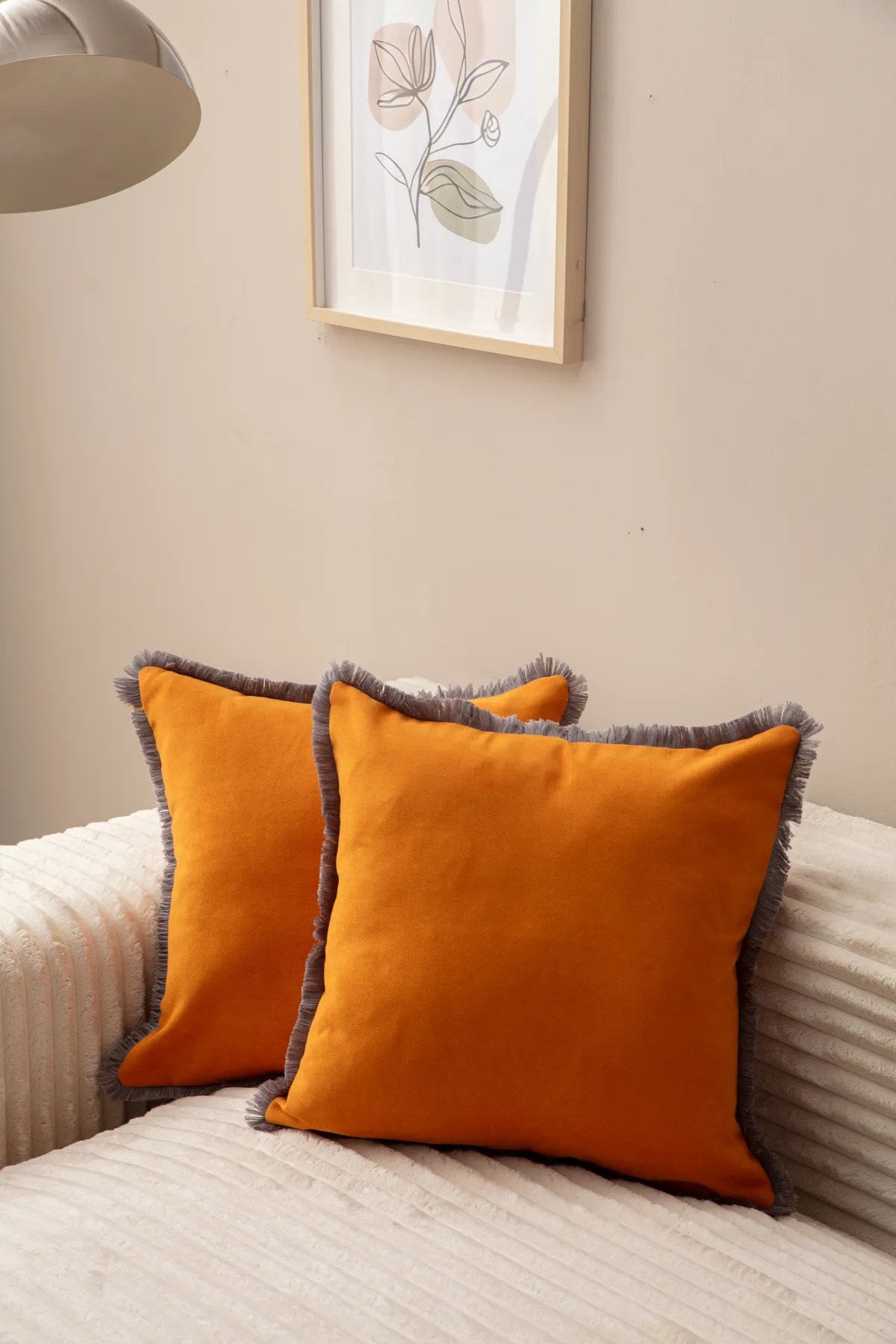 Conjunto de capas de almofadas – 43 x 43 cm – Laranja – 100% Poliéster