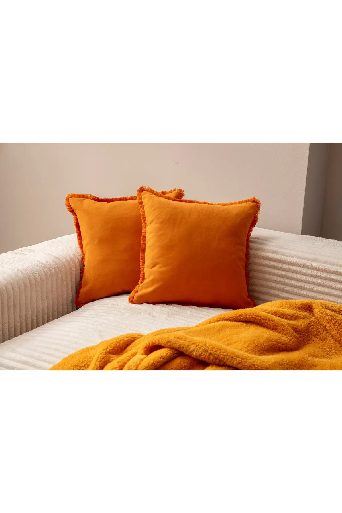 Conjunto de capa de almofada – 43 x 43 cm – Laranja – Poliester