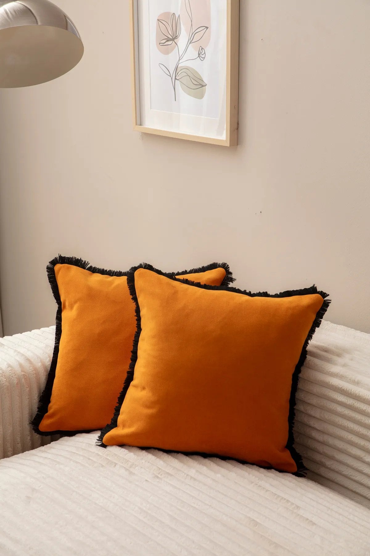 Conjunto de capa de almofada – 43 x 43 cm – Laranja – Poliester