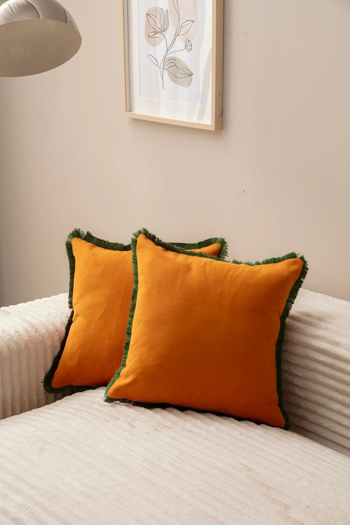 Conjunto de capa de almofada – 43 x 43 cm – Laranja – 100% Poliéster