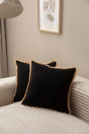 Conjunto de capas de almofadas – 43 x 43 cm – Preto – Poliéster