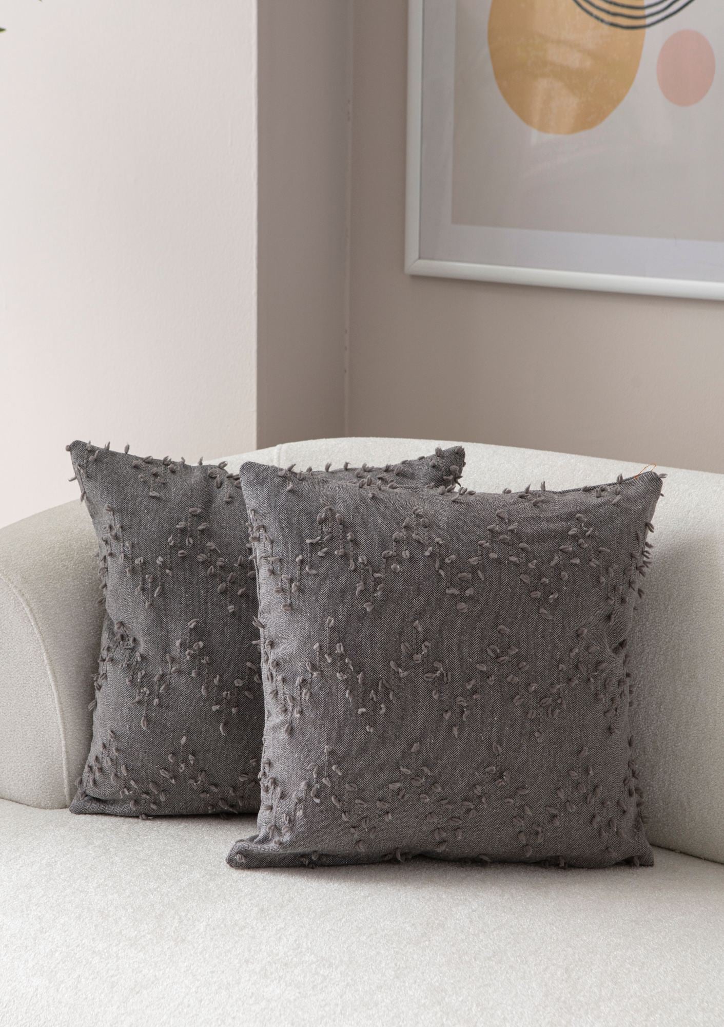 Conjunto de capa de almofada – 43 x 43 cm – Cinza – Poliester