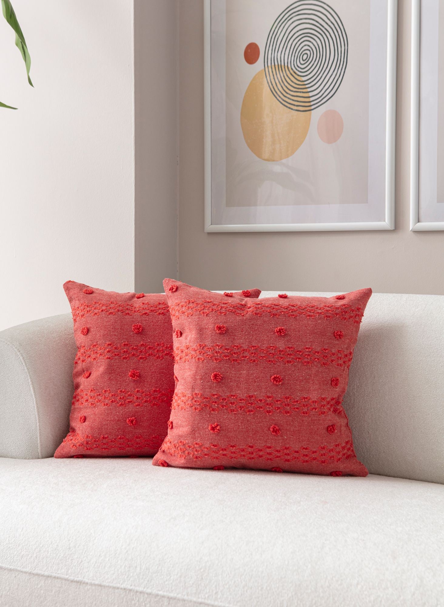 Conjunto de capas de almofada – 43 x 43 cm – Vermelho – Poliéster