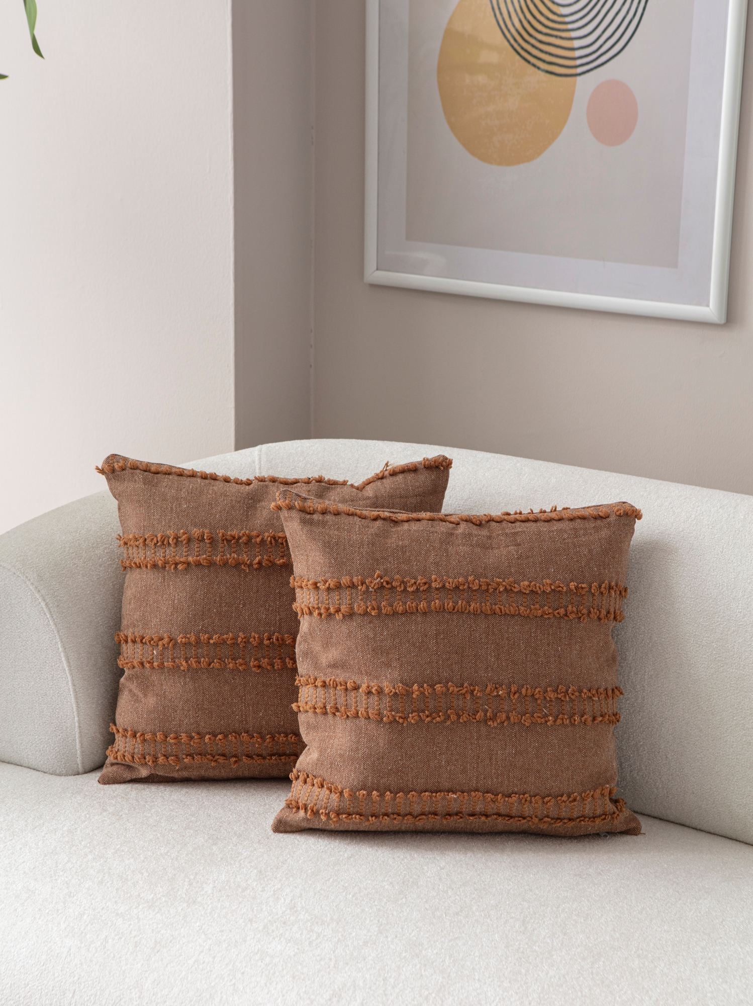 Conjunto de capa de almofada (2 peças) – 43 x 43 cm – Marrom – Poliéster