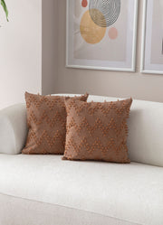 Conjunto de capa de almofada – 43 x 43 cm – Marrom – Poliéster