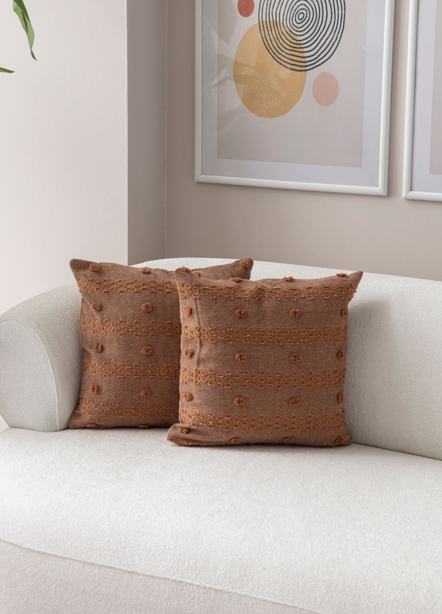 Conjunto de capa de almofada – 43 x 43 cm – Marrom – Poliéster