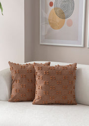 Conjunto de capa de almofada – 43 x 43 cm – Marrom – poliéster