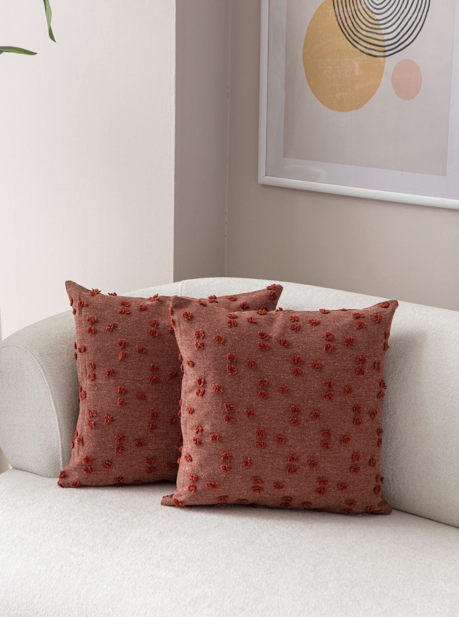 Conjunto de capa de almofada – 43 x 43 cm – Vermelho – 100% Poliéster