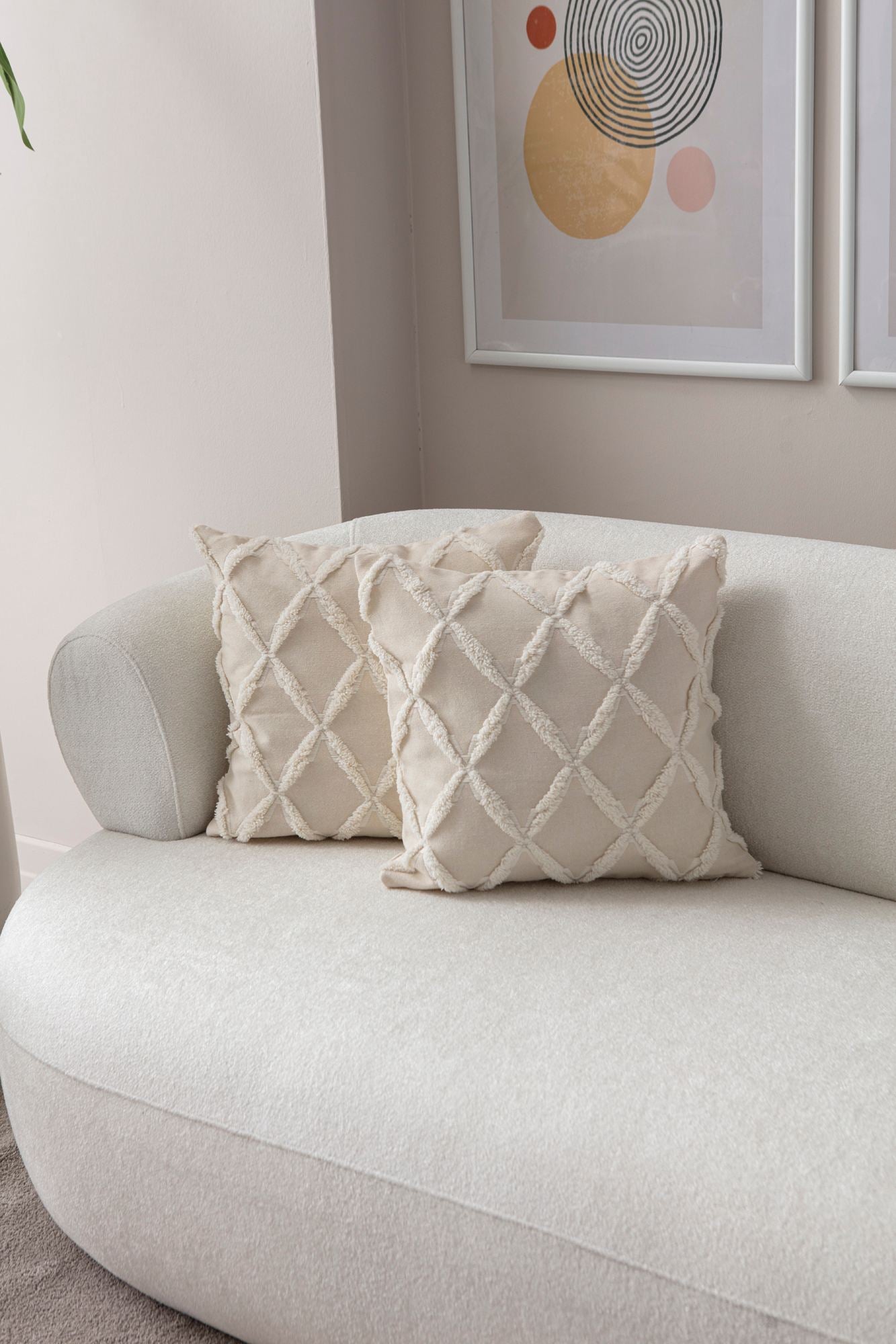 Conjunto de capa de almofada – 43 x 43 cm – Creme – Poliéster