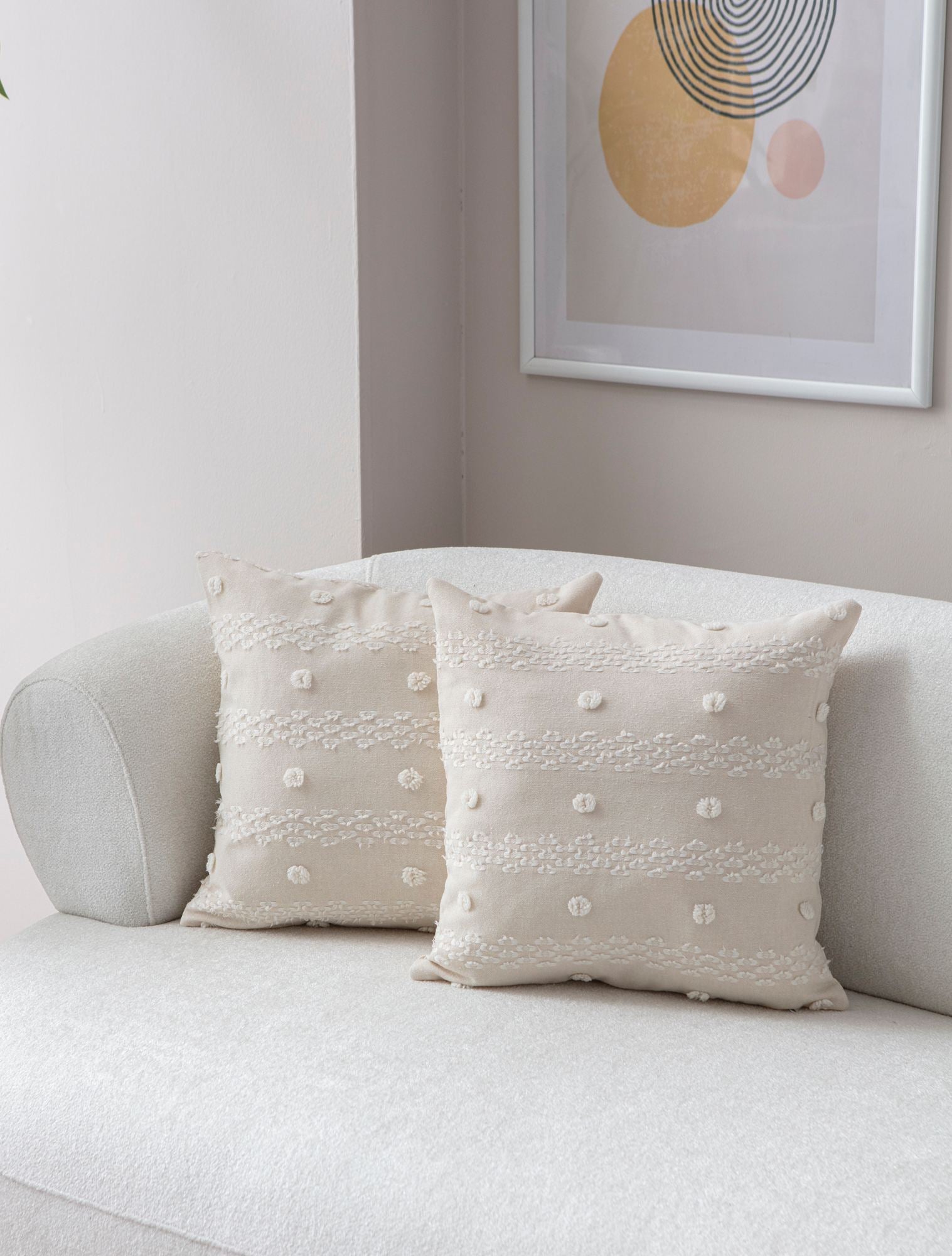 Conjunto de capa de almofada – 43 x 43 cm – Creme – 100% Poliéster