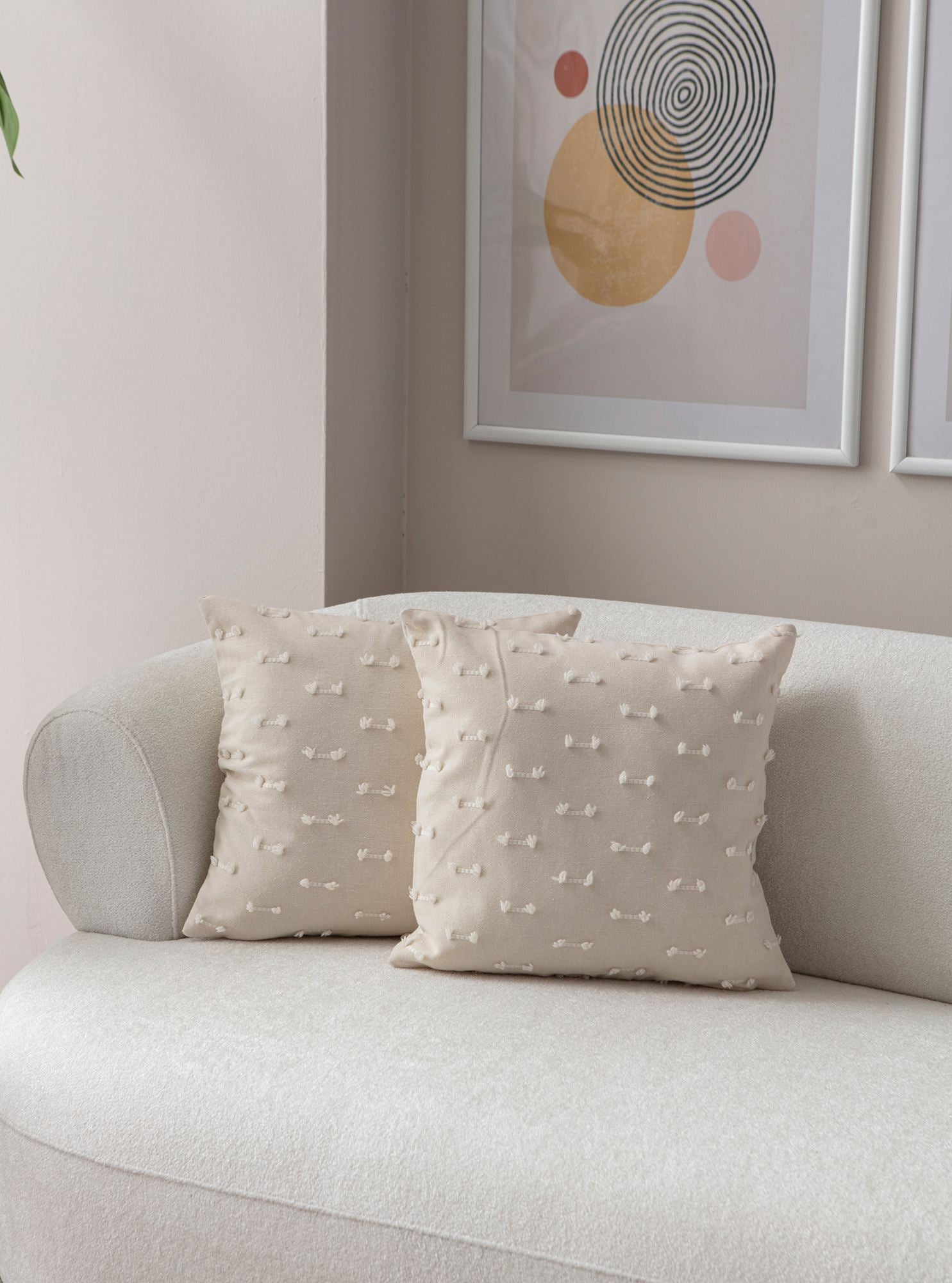 Conjunto de capa de almofada – 43 x 43 cm – Creme – 100% Poliéster
