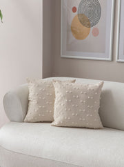 Conjunto de capa de almofada – 43 x 43 cm – Creme – 100% Poliéster