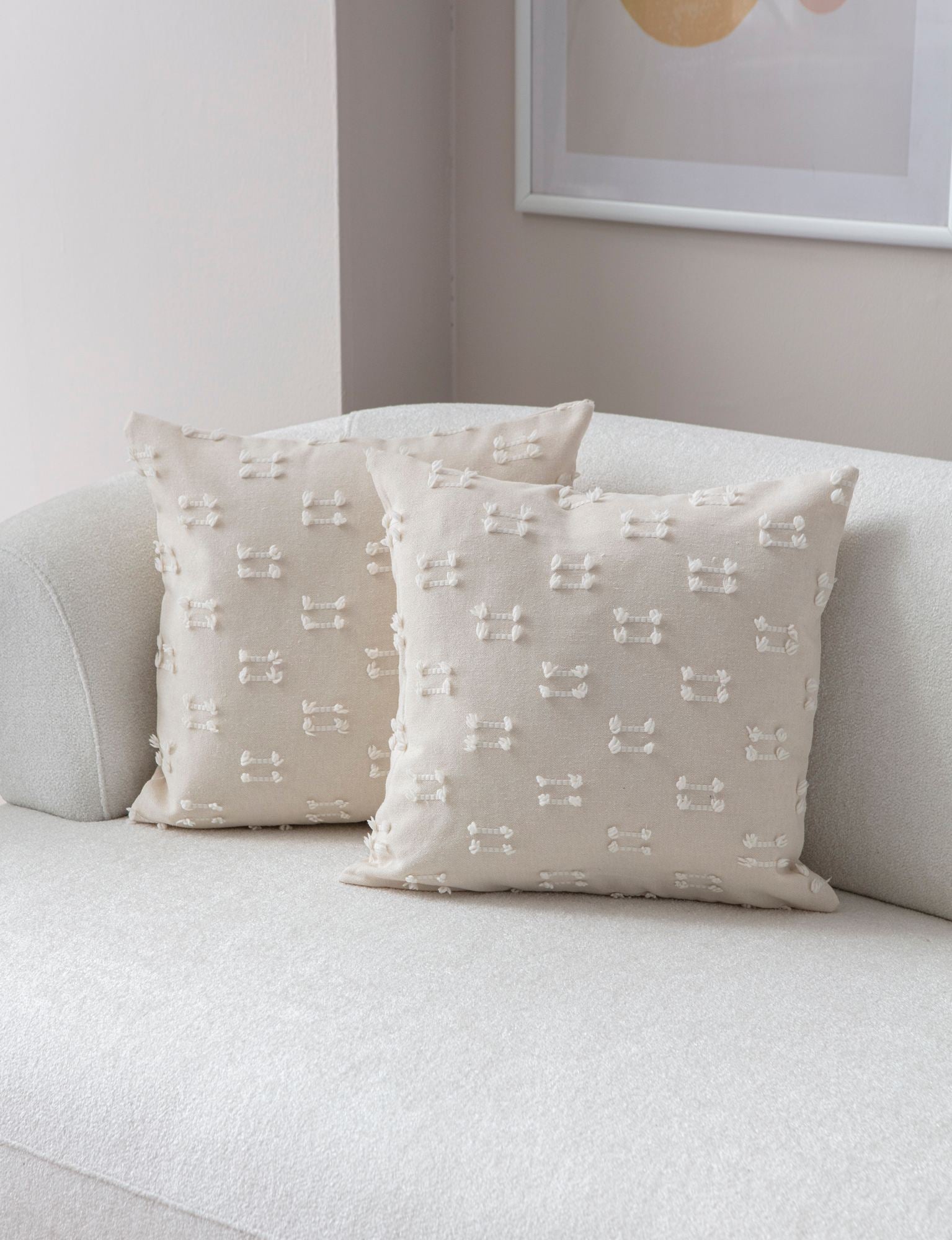 Conjunto de capas de almofada – 43 x 43 cm – Creme – Poliéster