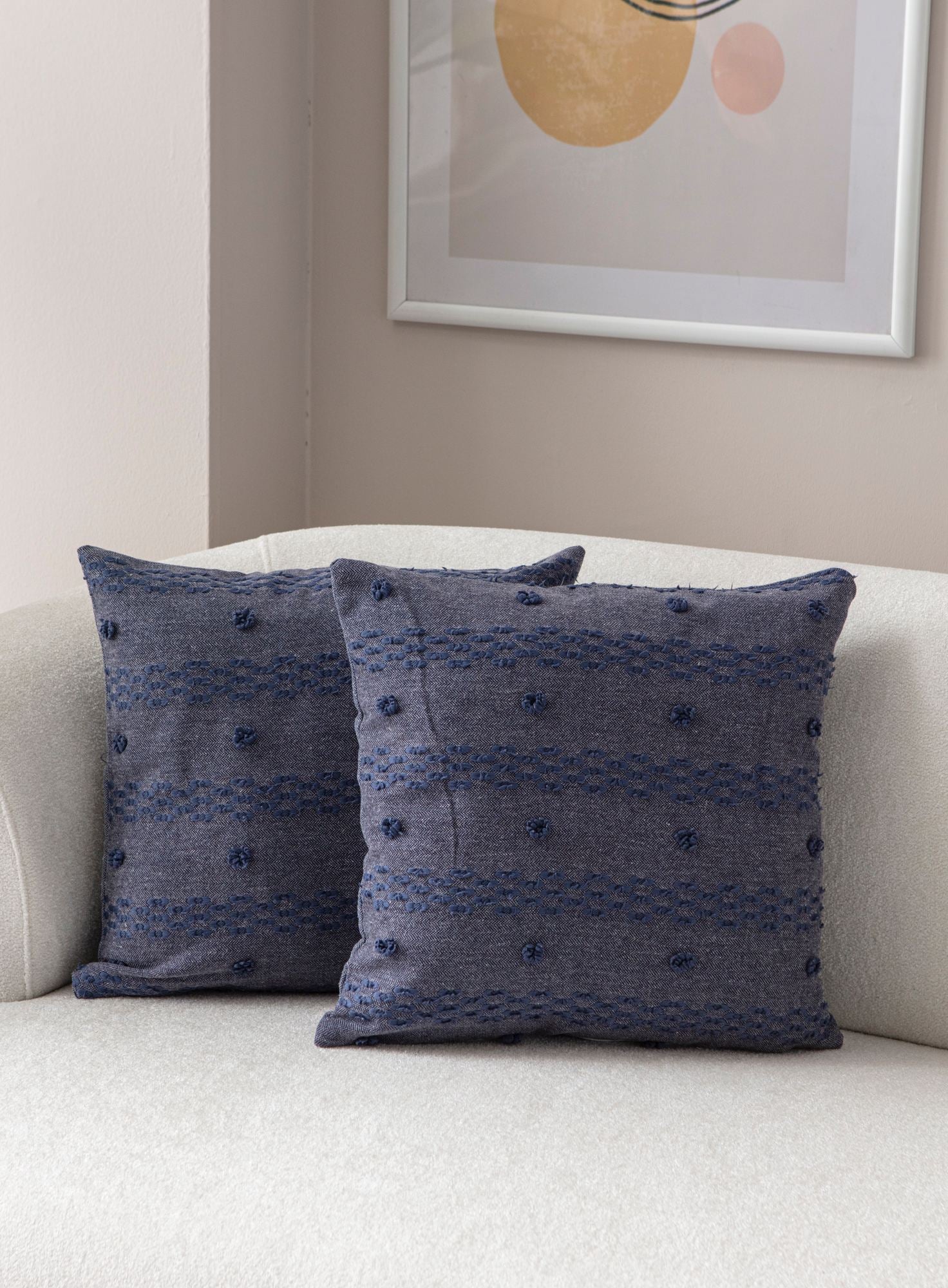 Conjunto de capa de almofada (2 peças) – 43 x 43 cm – Azul – poliéster