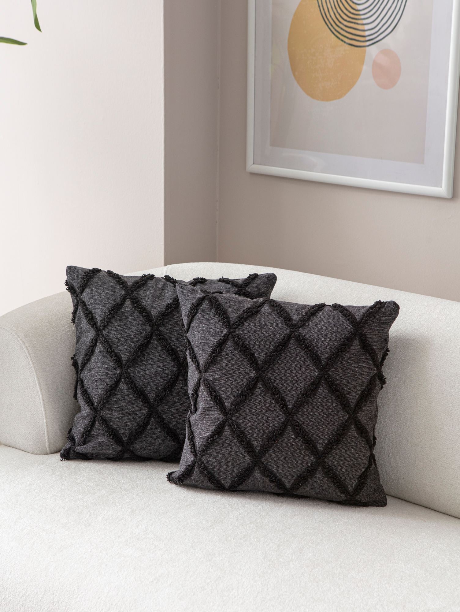 Conjunto de capa de almofada – 43 x 43 cm – Preto – poliéster