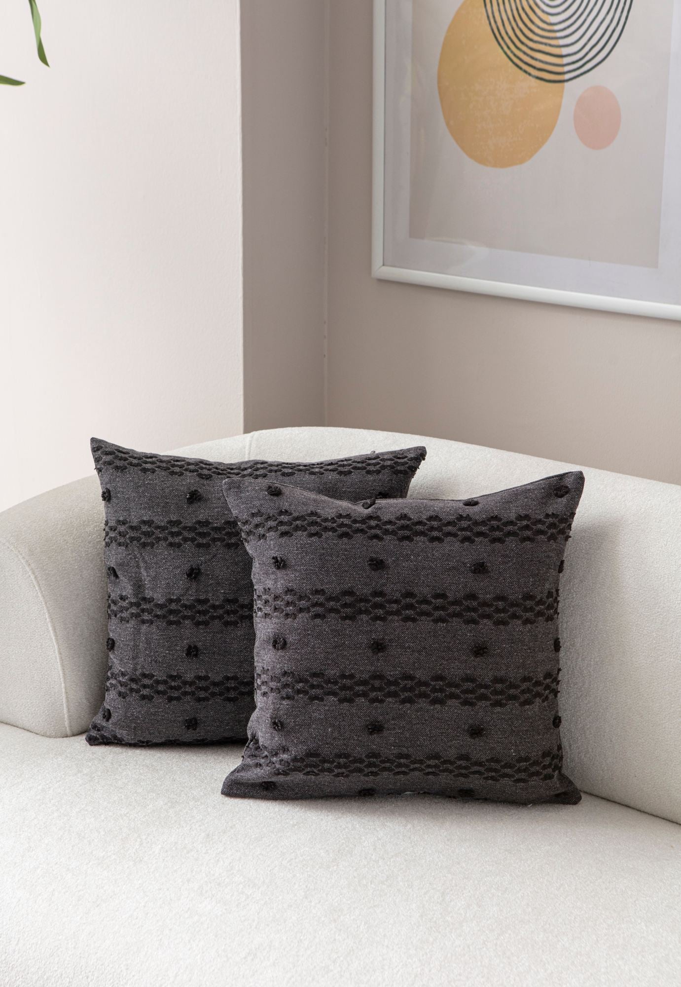 Conjunto de capa de almofada (2 peças) – 43 x 43 cm – Preto – Poliéster