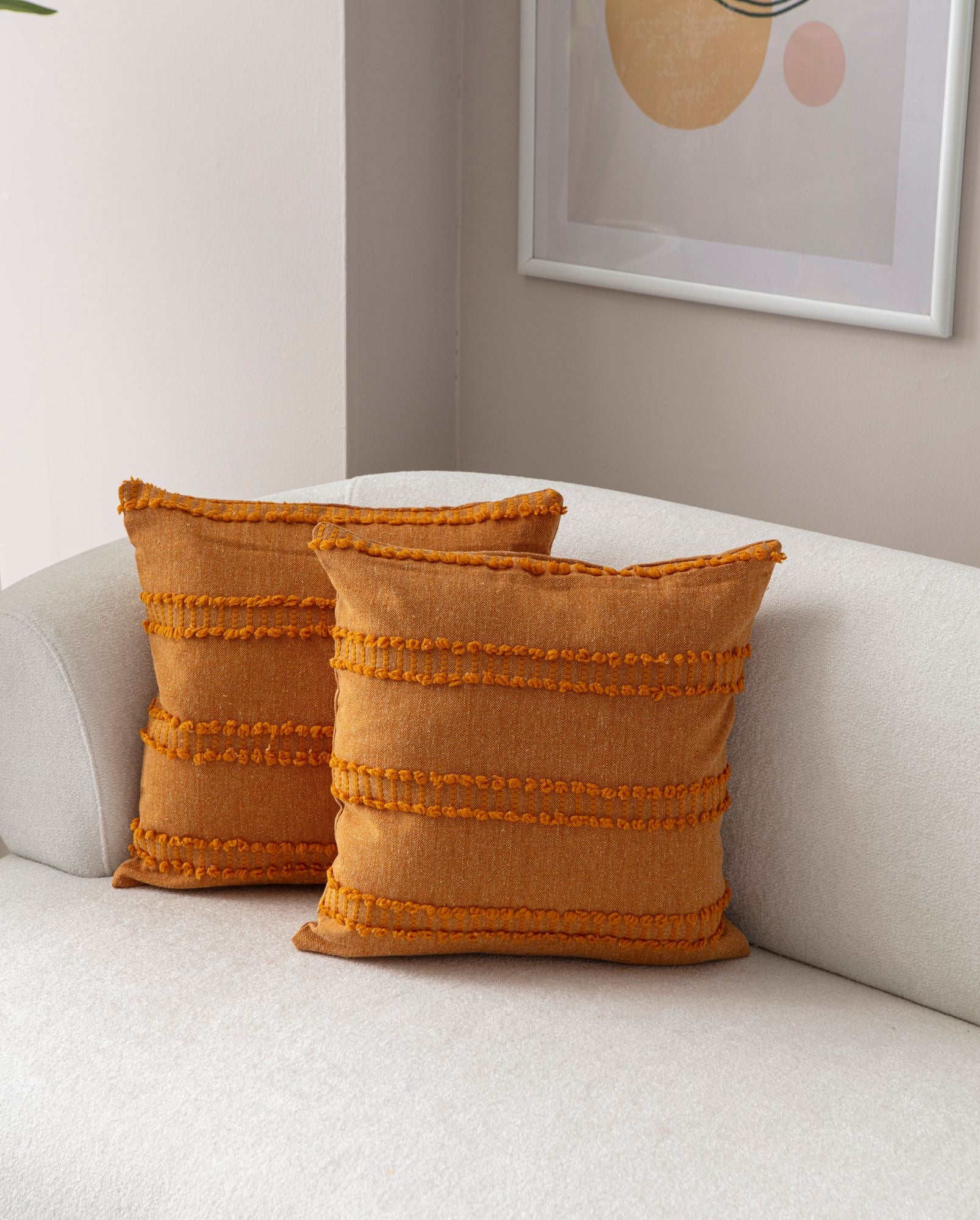 Conjunto de capas de almofada – 43 x 43 cm – Laranja – Poliéster
