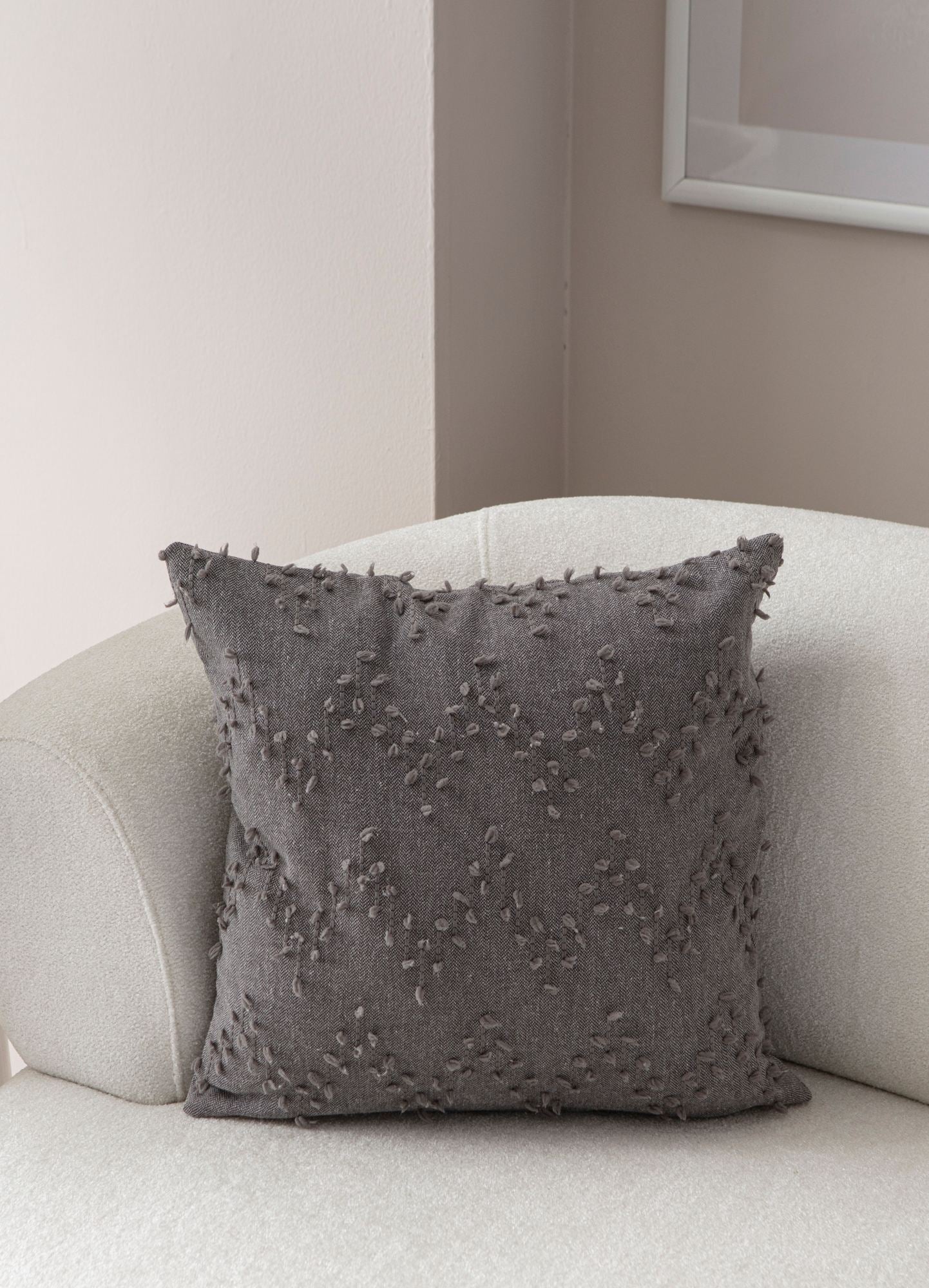 Capa de almofada – 43 x 43 cm – Cinza – Poliester