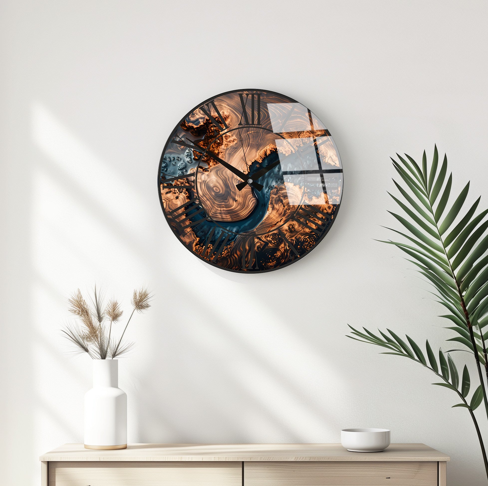 Relógio de Parede Decorativo em Vidro Multicolor Huhu327 - 40x40cm - 100% Vidro 4mm