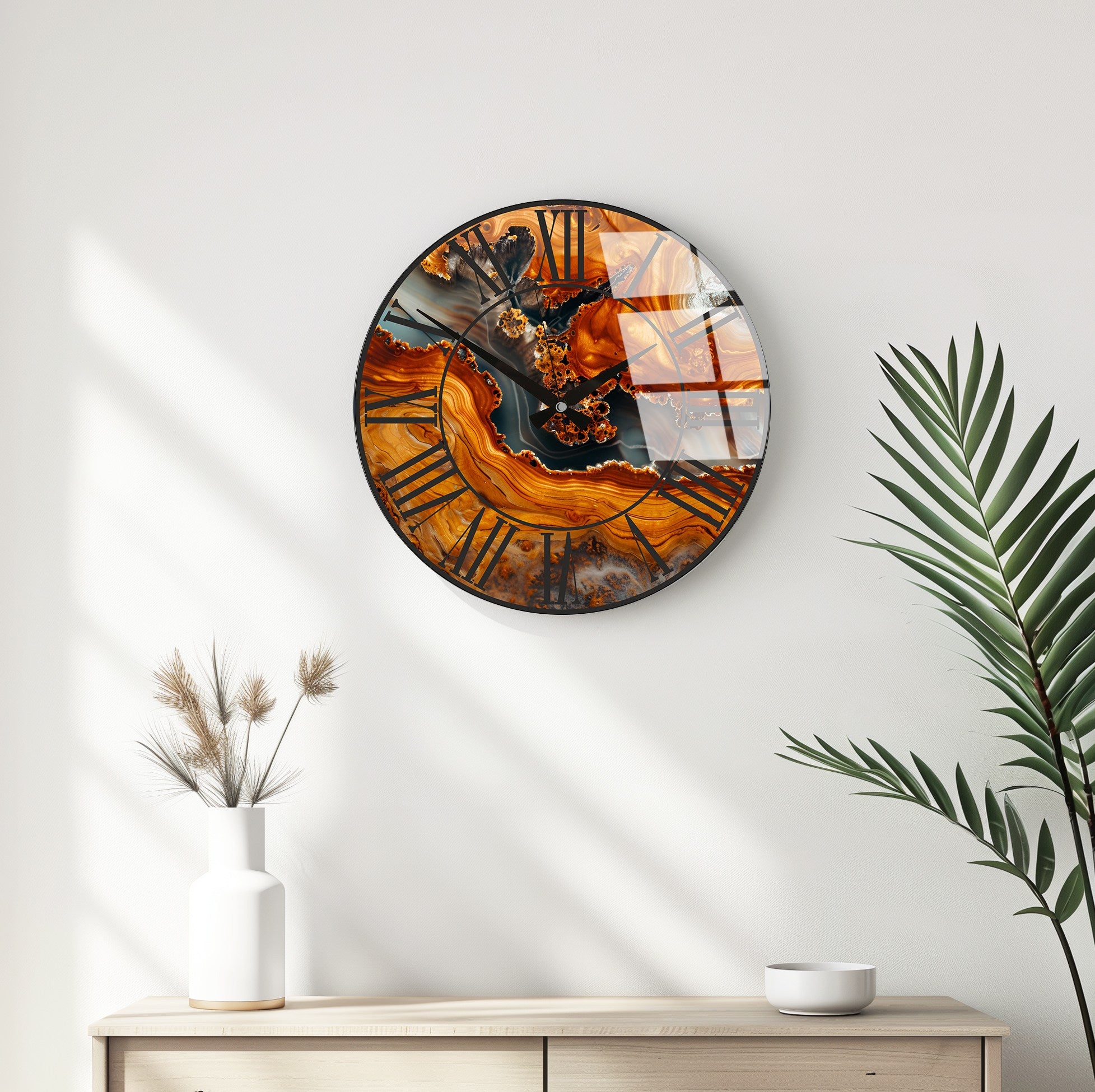 Relógio de Parede Decorativo em Vidro Multicolor Huhu329 - 40x40cm - 100% Vidro 4mm