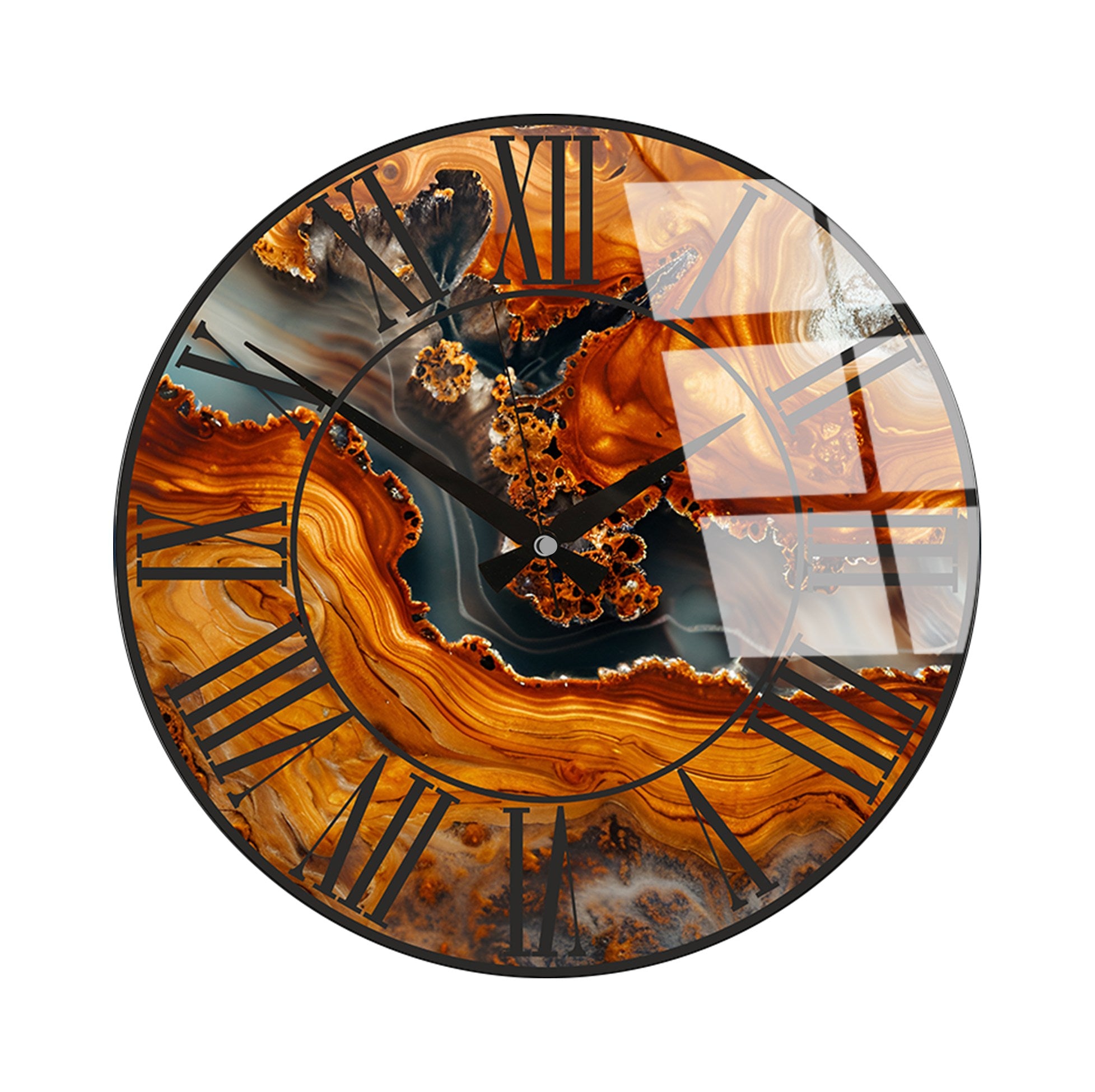 Relógio de Parede Decorativo em Vidro Multicolor Huhu329 - 40x40cm - 100% Vidro 4mm