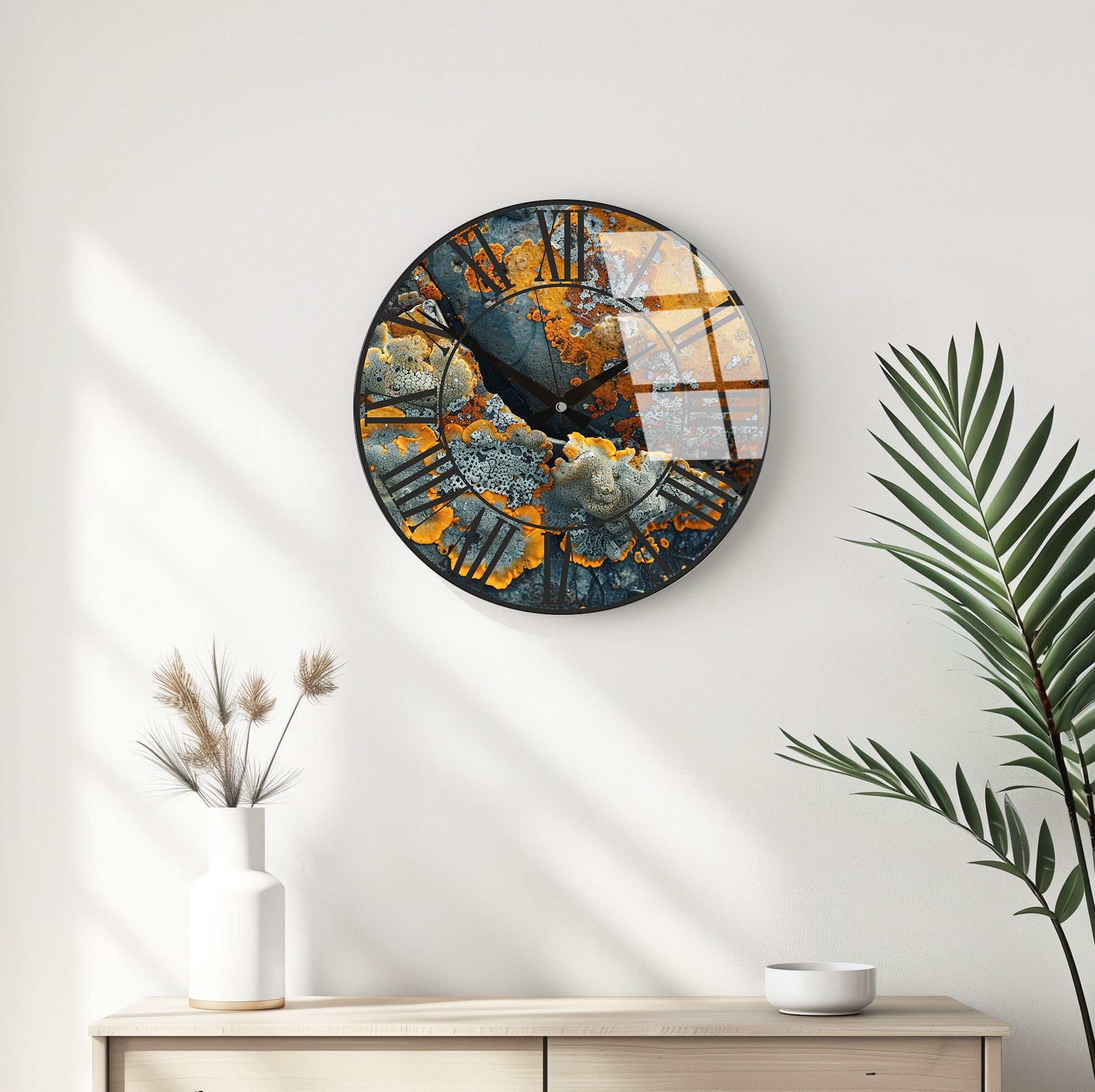 Relógio de Parede Decorativo em Vidro Multicolor Huhu330 - 40x40cm - 100% Vidro 4mm