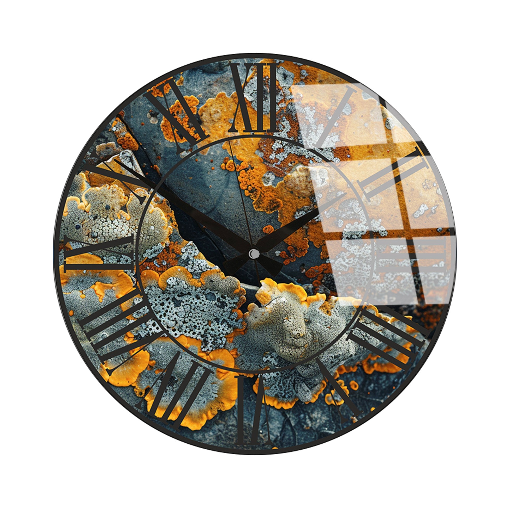 Relógio de Parede Decorativo em Vidro Multicolor Huhu330 - 40x40cm - 100% Vidro 4mm