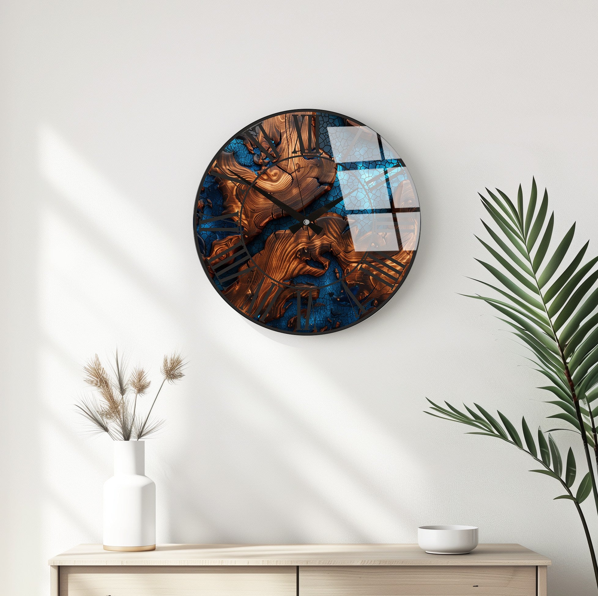 Relógio de Parede Decorativo em Vidro Multicolor Huhu332 - 40x40cm - 100% Vidro 4mm