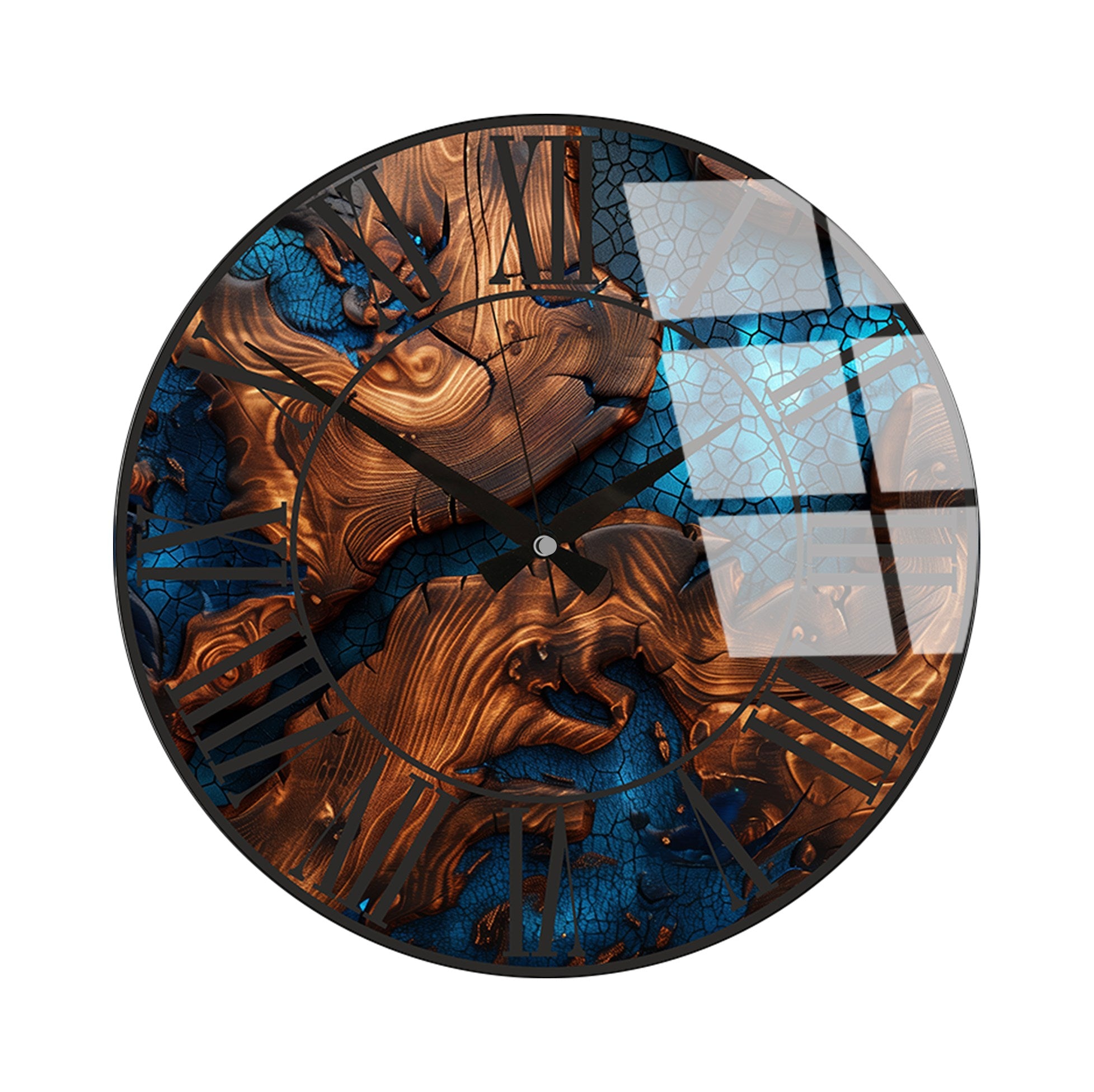Relógio de Parede Decorativo em Vidro Multicolor Huhu332 - 40x40cm - 100% Vidro 4mm