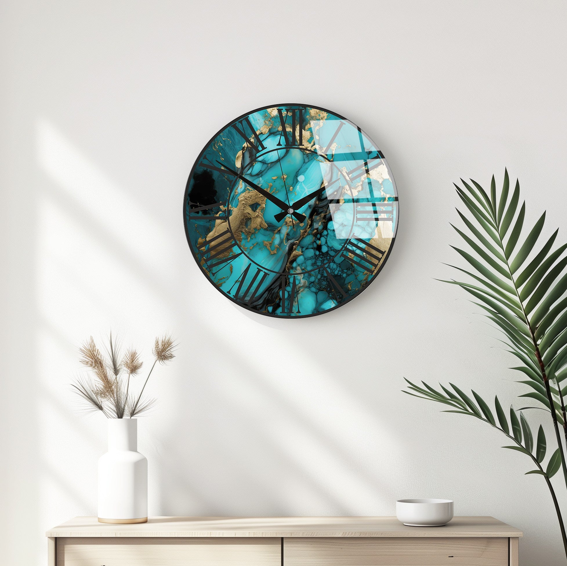 Relógio de Parede Decorativo em Vidro Multicolor Huhu333 - 40x40cm - 100% Vidro 4mm